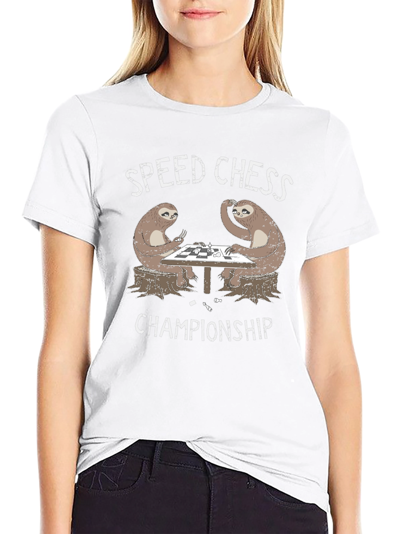 Sloth Speed Chess Championship Black T-Shirt