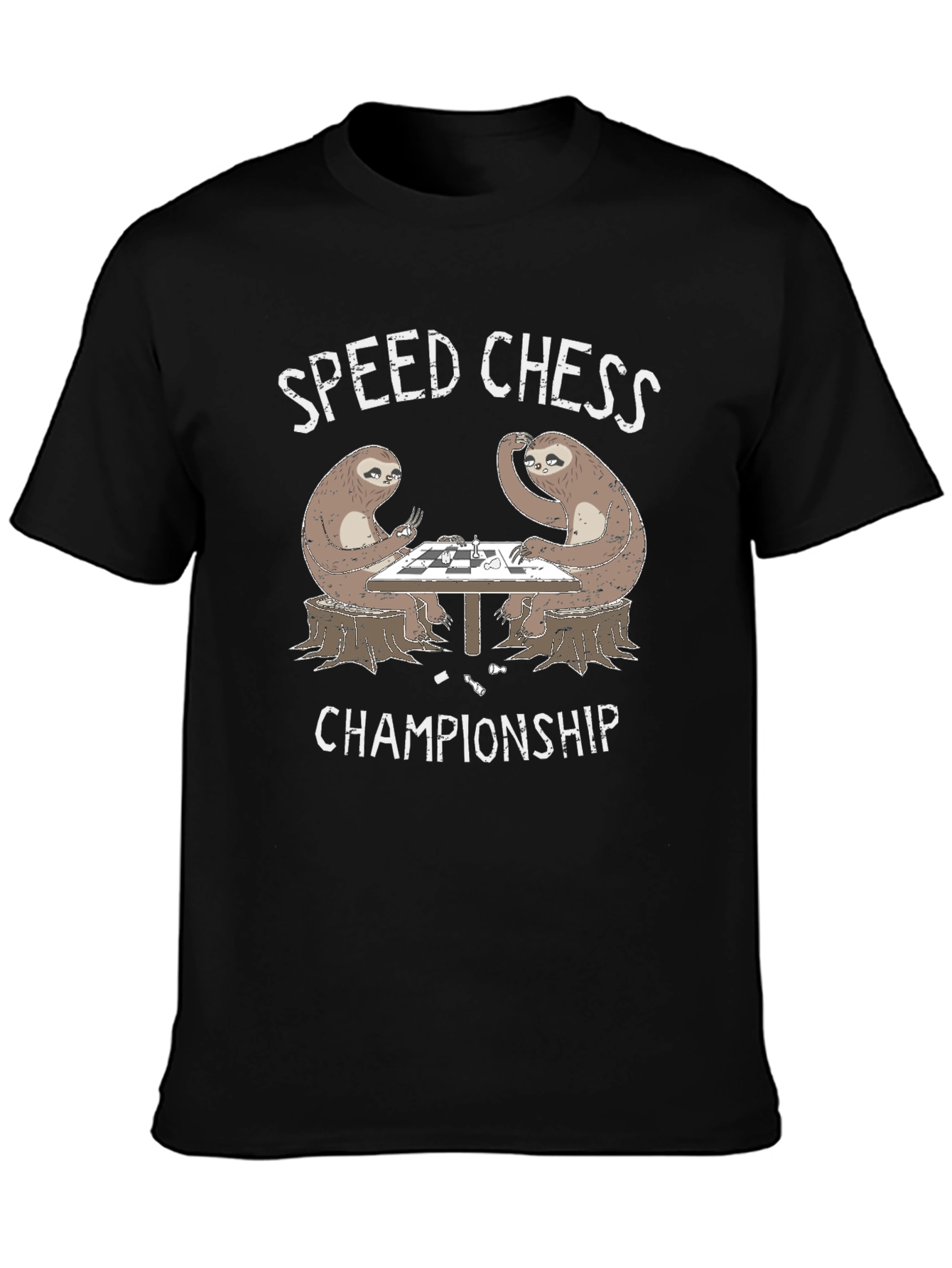Sloth Speed Chess Championship Black T-Shirt
