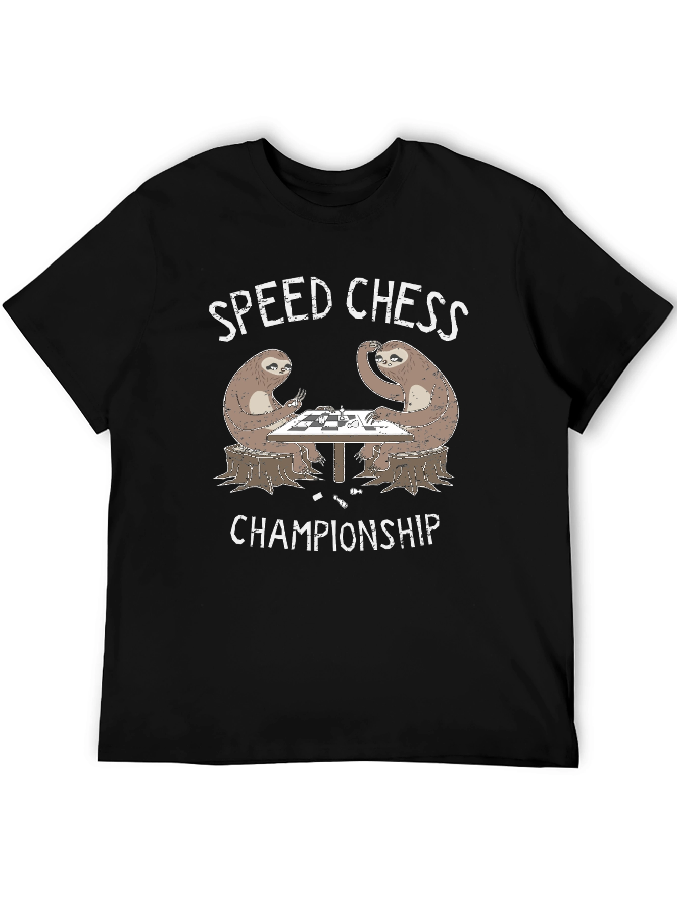 Sloth Speed Chess Championship Black T-Shirt