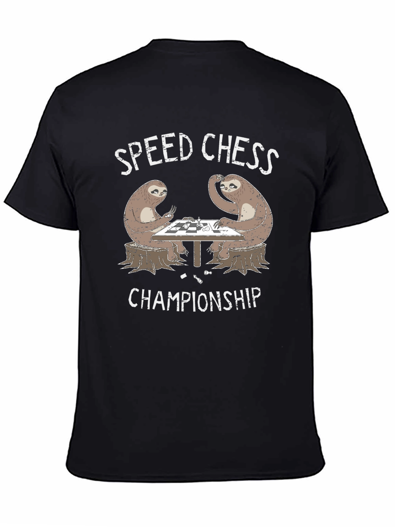 Sloth Speed Chess Championship Black T-Shirt