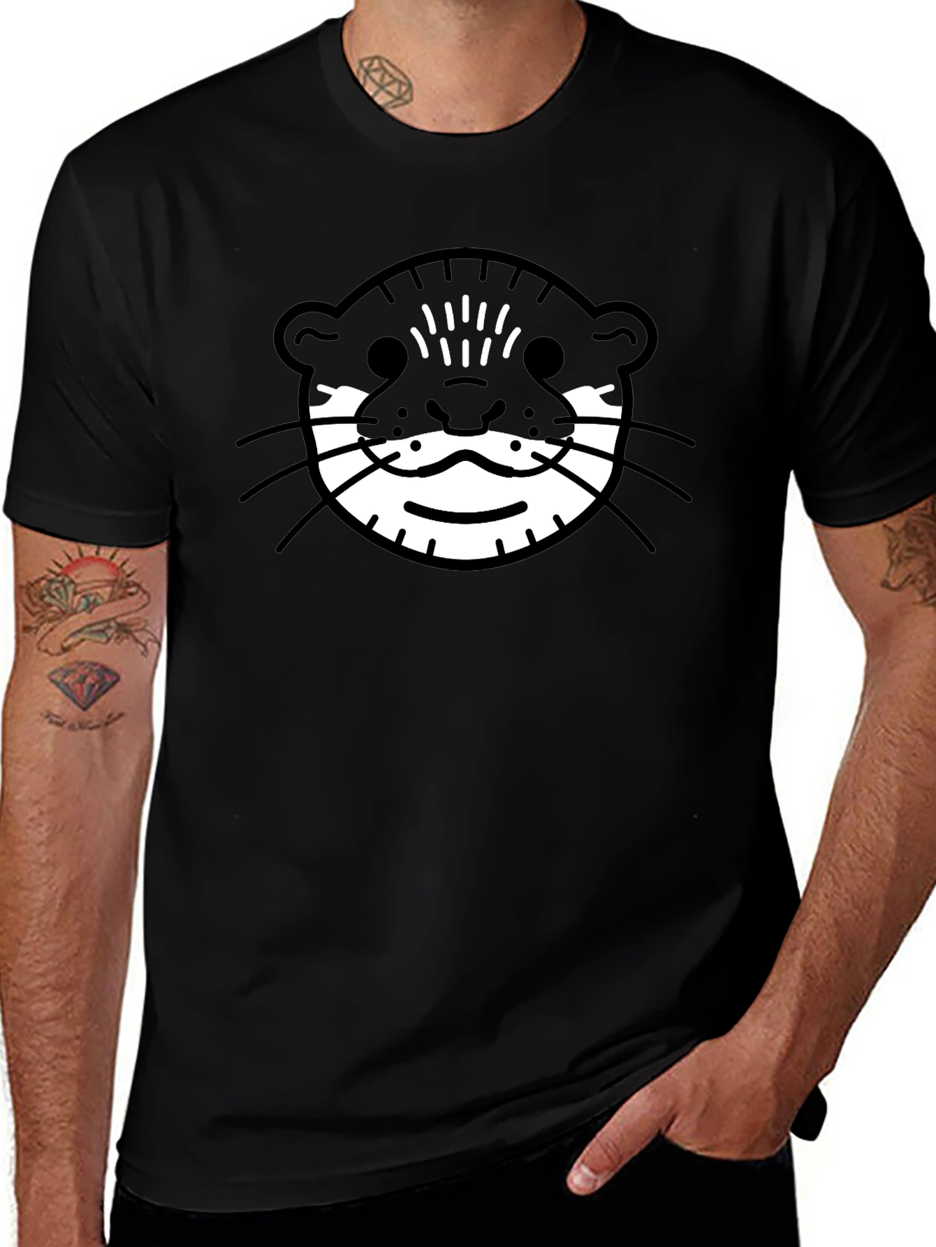 Otter Face Graphic Tee - Black Cotton T-Shirt