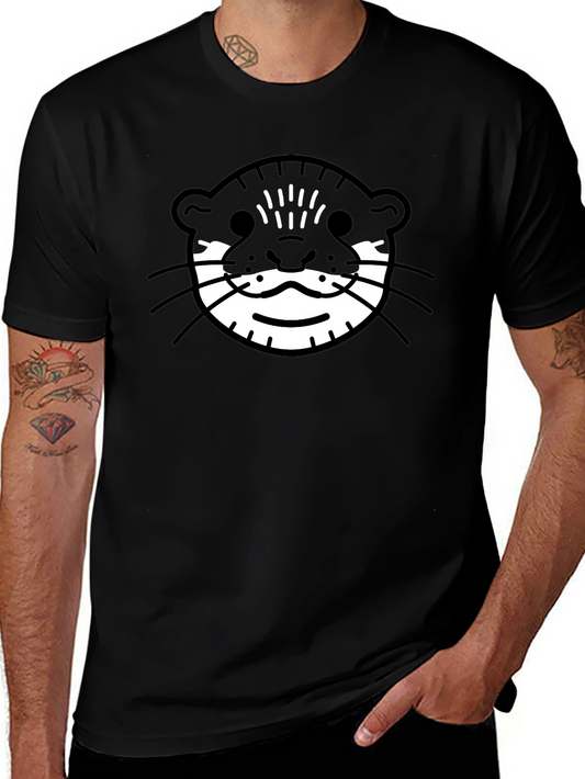 Otter Face Graphic Tee - Black Cotton T-Shirt