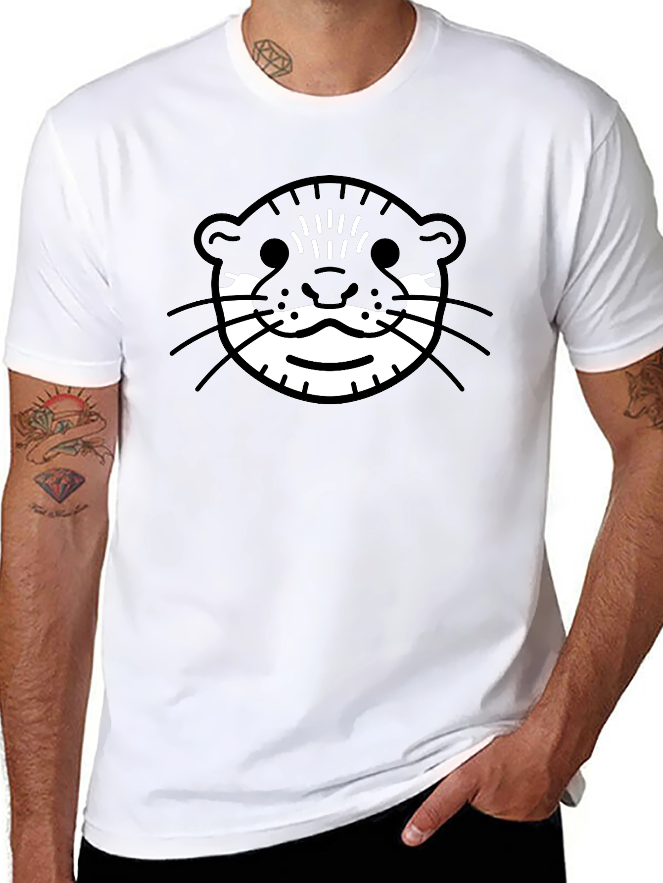 Otter Face Graphic Tee - Black Cotton T-Shirt