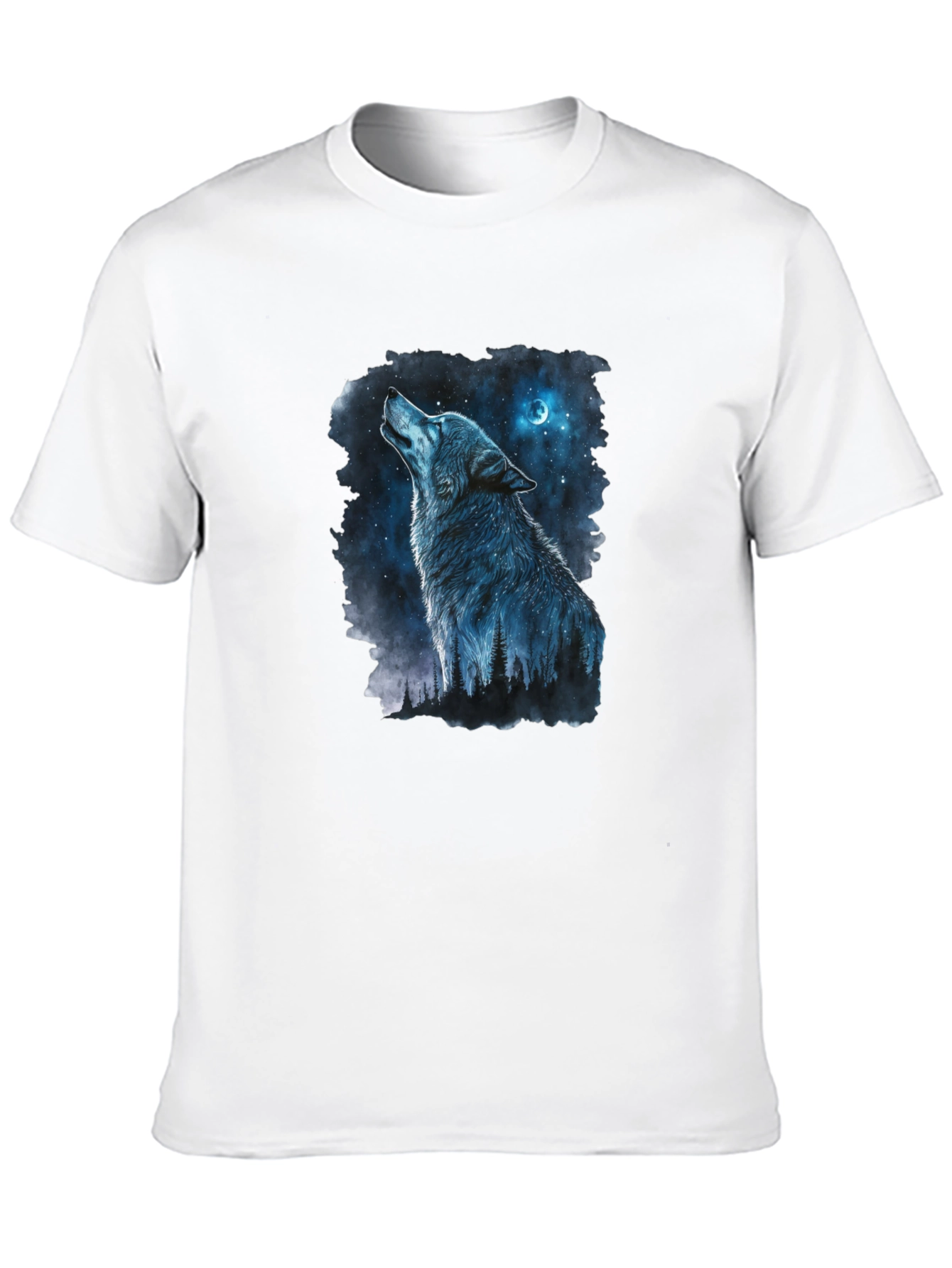 Wolf Howling at Moon Graphic Black T-Shirt