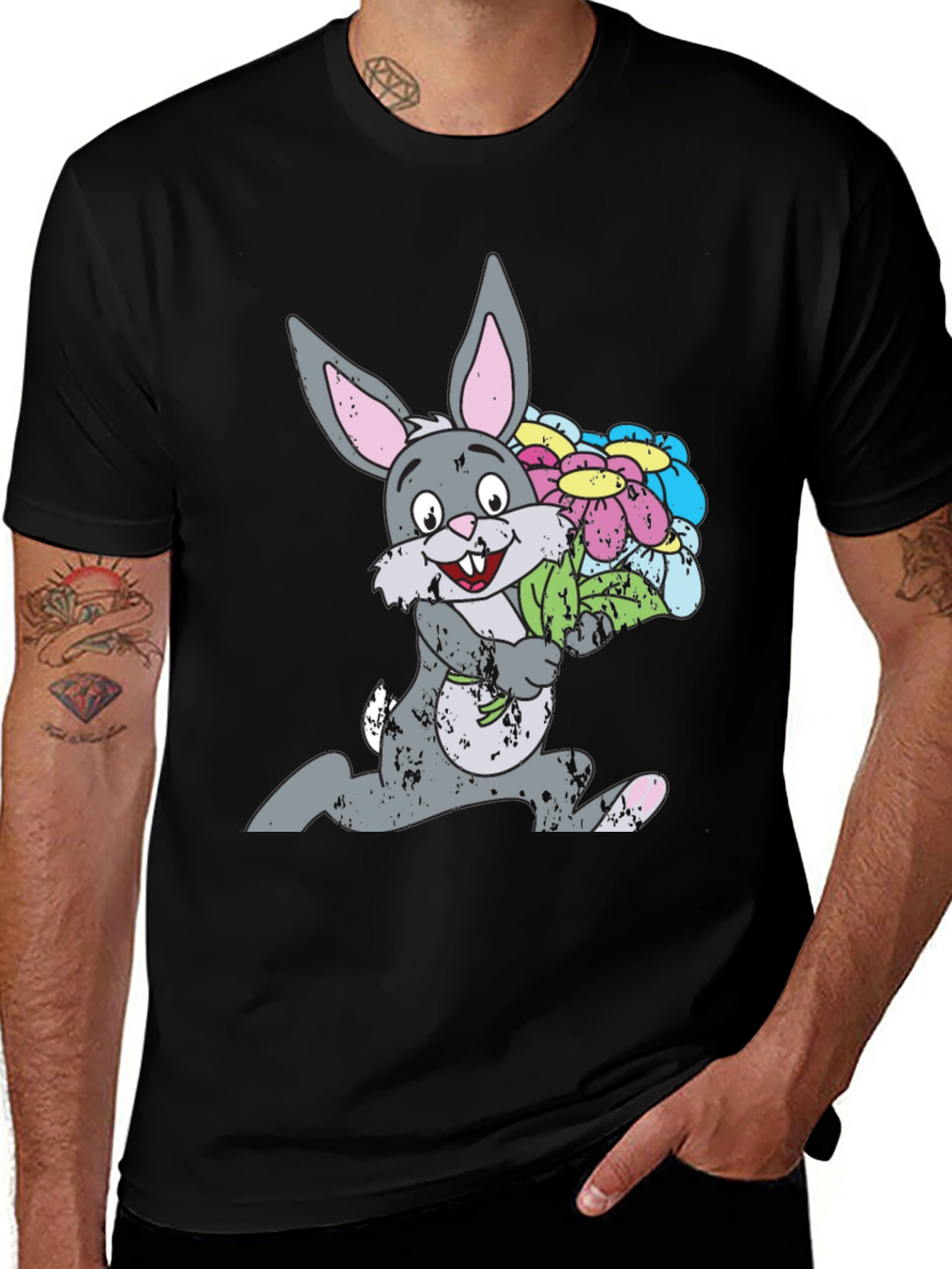 Bunny with Flowers Graphic Tee