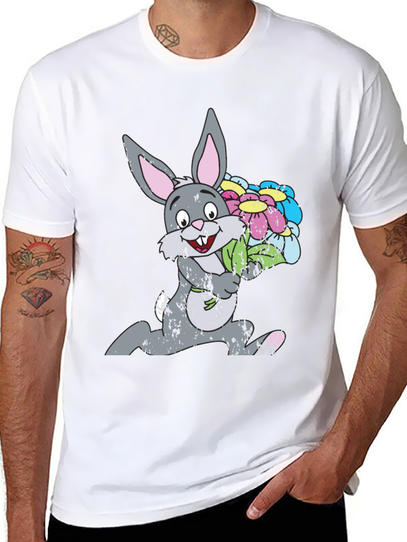 Bunny with Flowers Graphic Tee