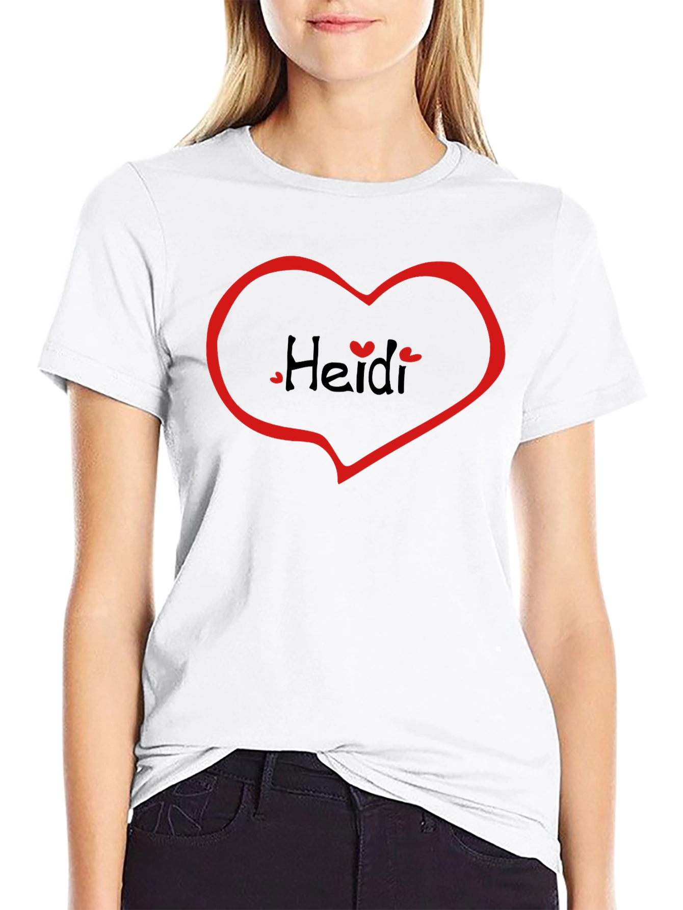 Heidi Heart Tee - Black Casual T-Shirt