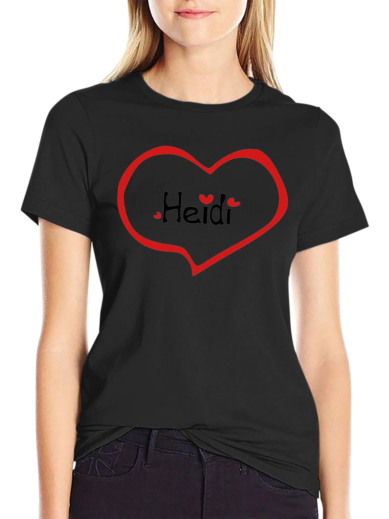 Heidi Heart Tee - Black Casual T-Shirt