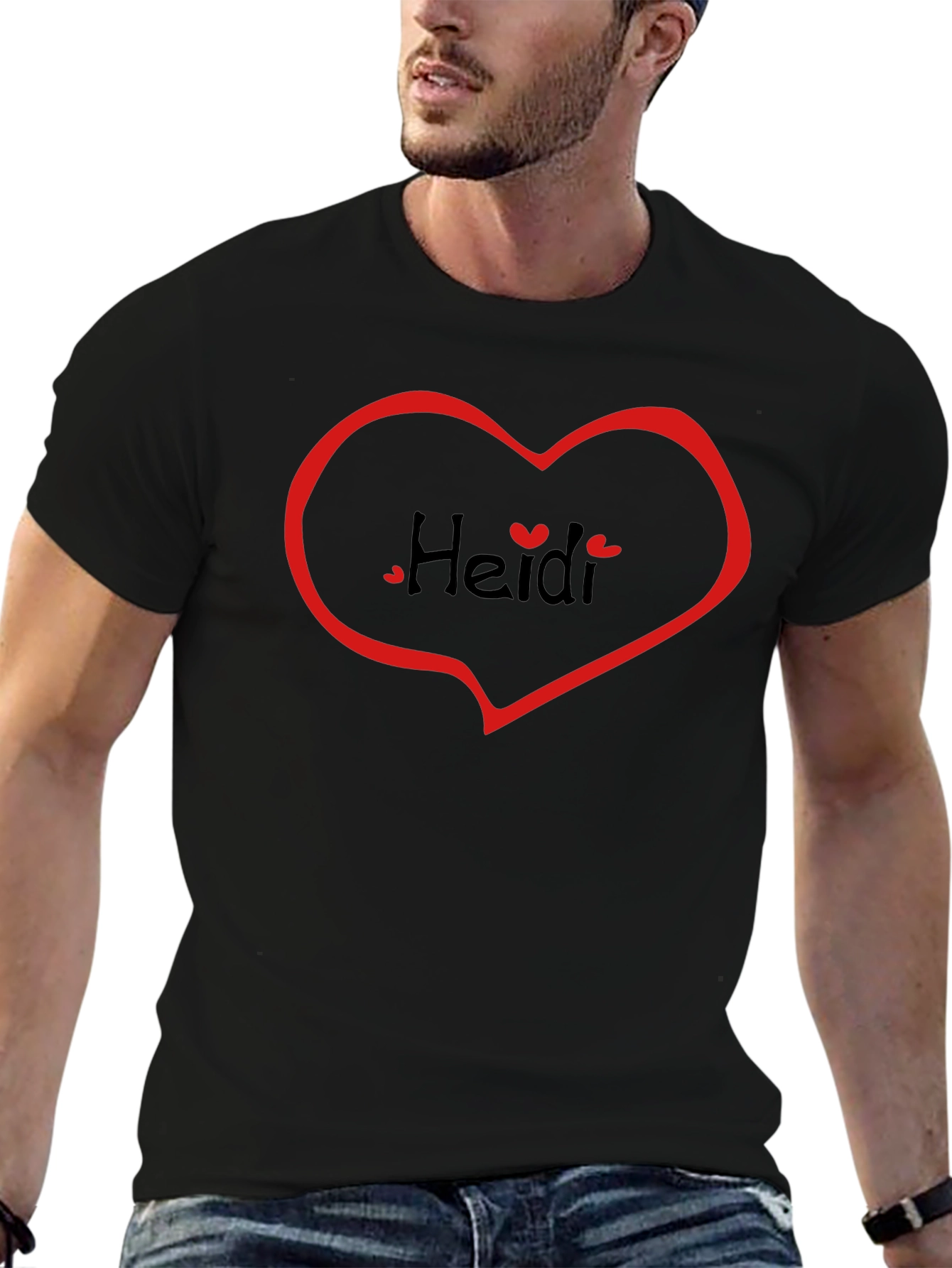 Heidi Heart Tee - Black Casual T-Shirt