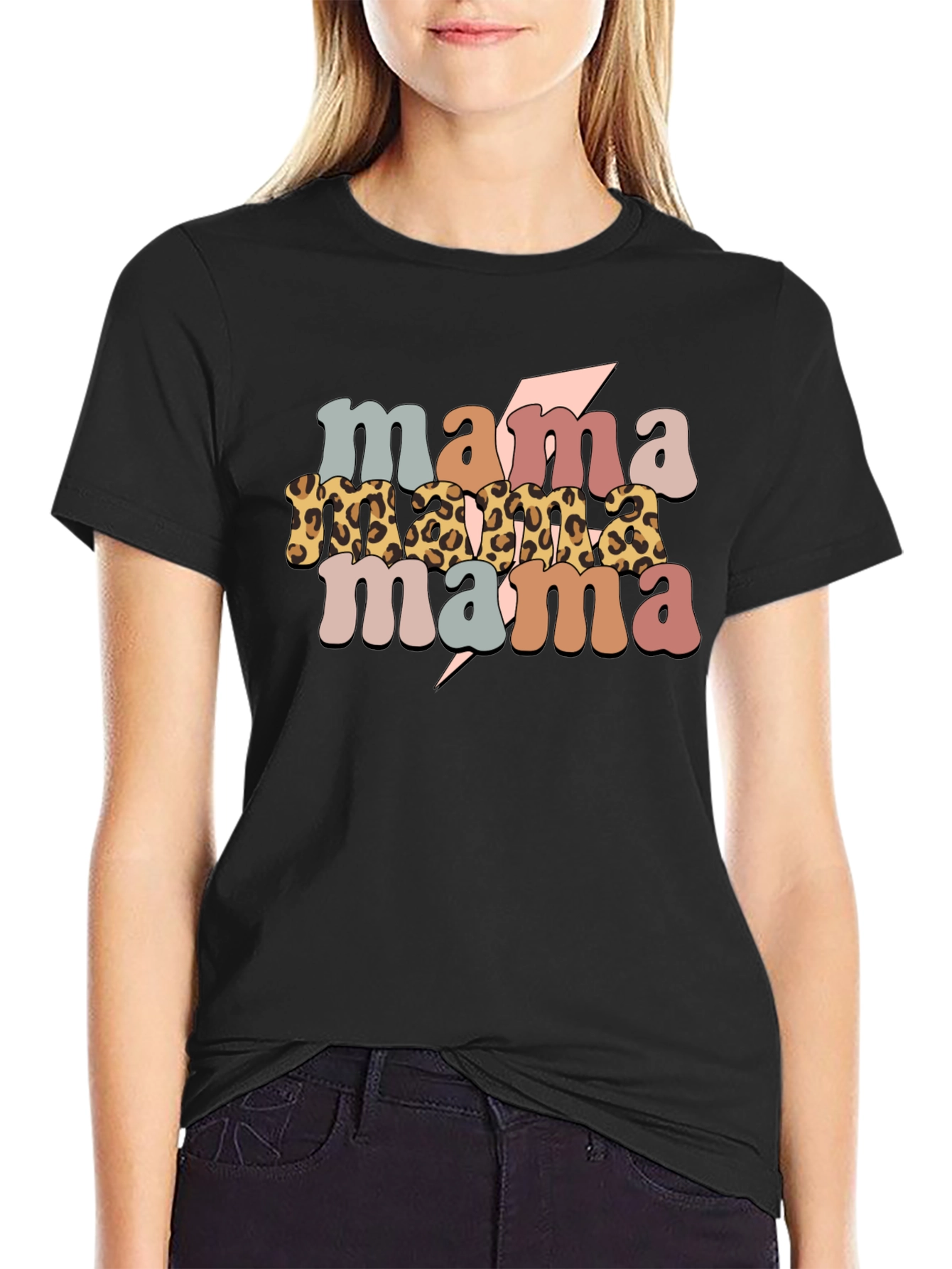 Retro Mama T-Shirt - Stylish Leopard Print