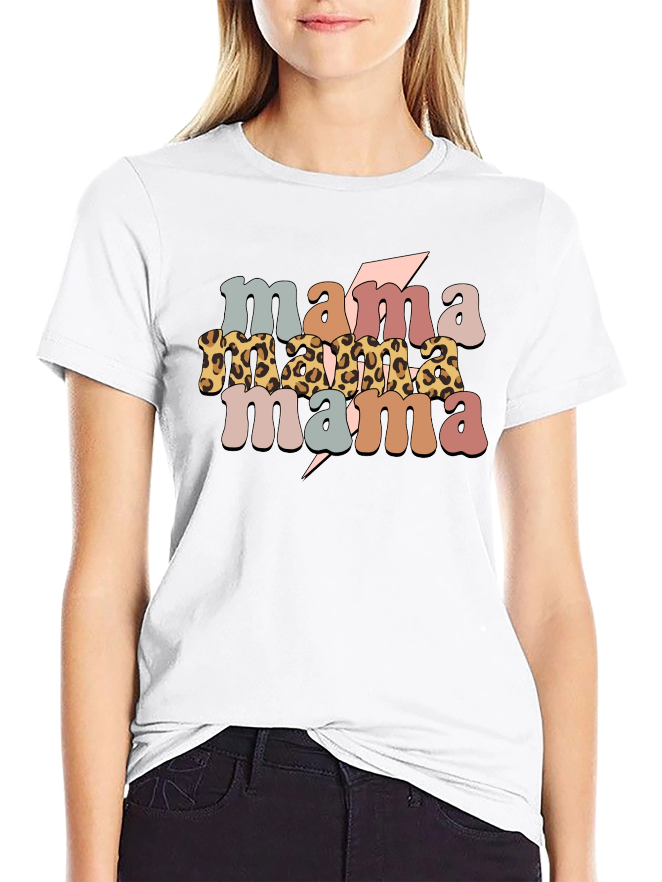 Retro Mama T-Shirt - Stylish Leopard Print