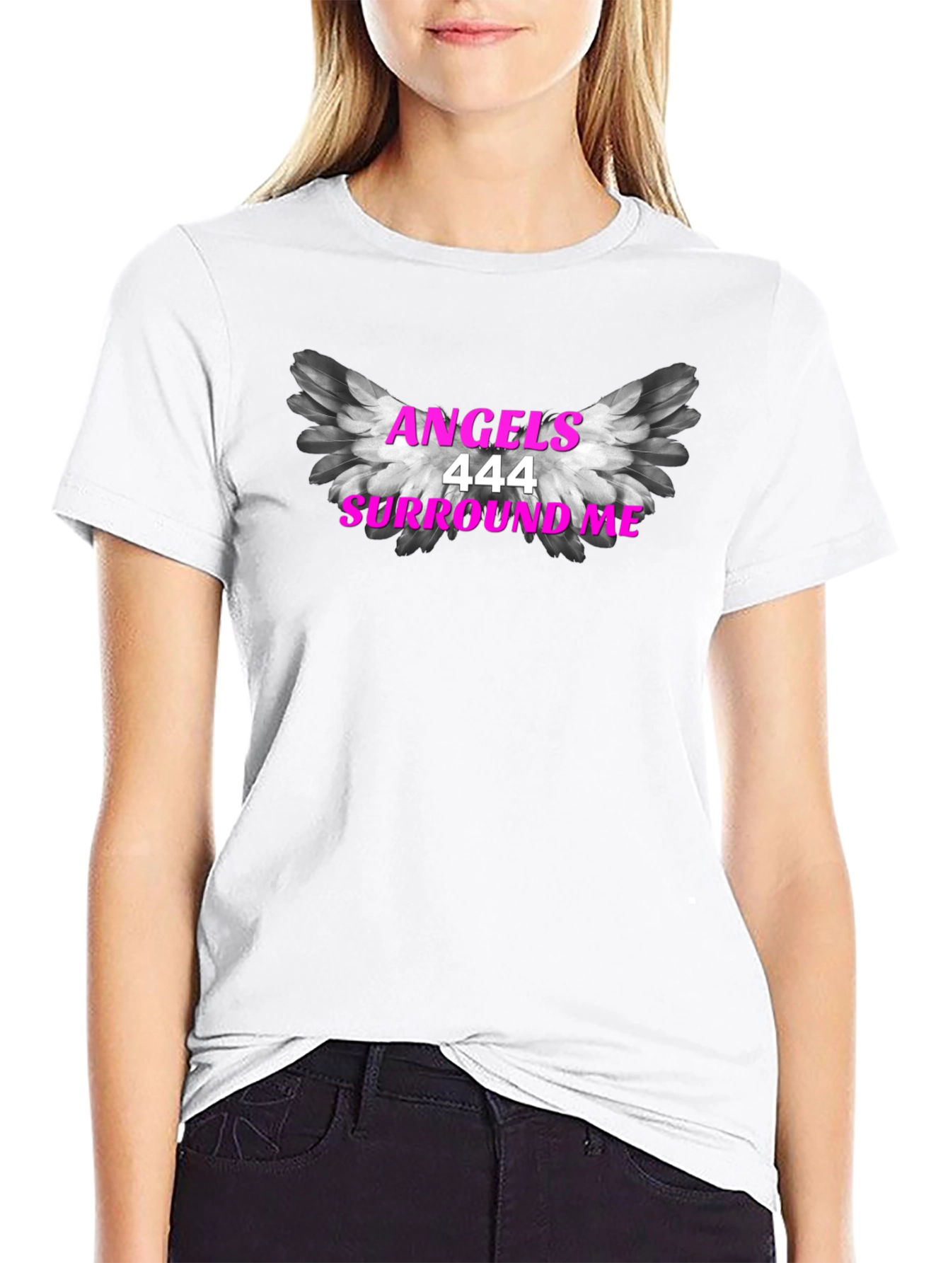 Angels 444 Surround Me Black T-Shirt