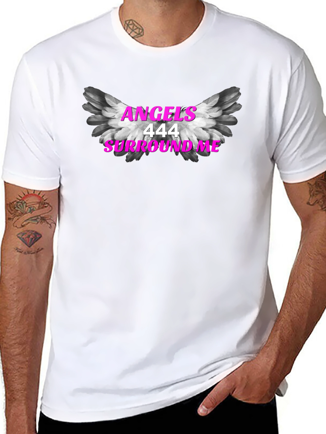 Angels 444 Surround Me Black T-Shirt