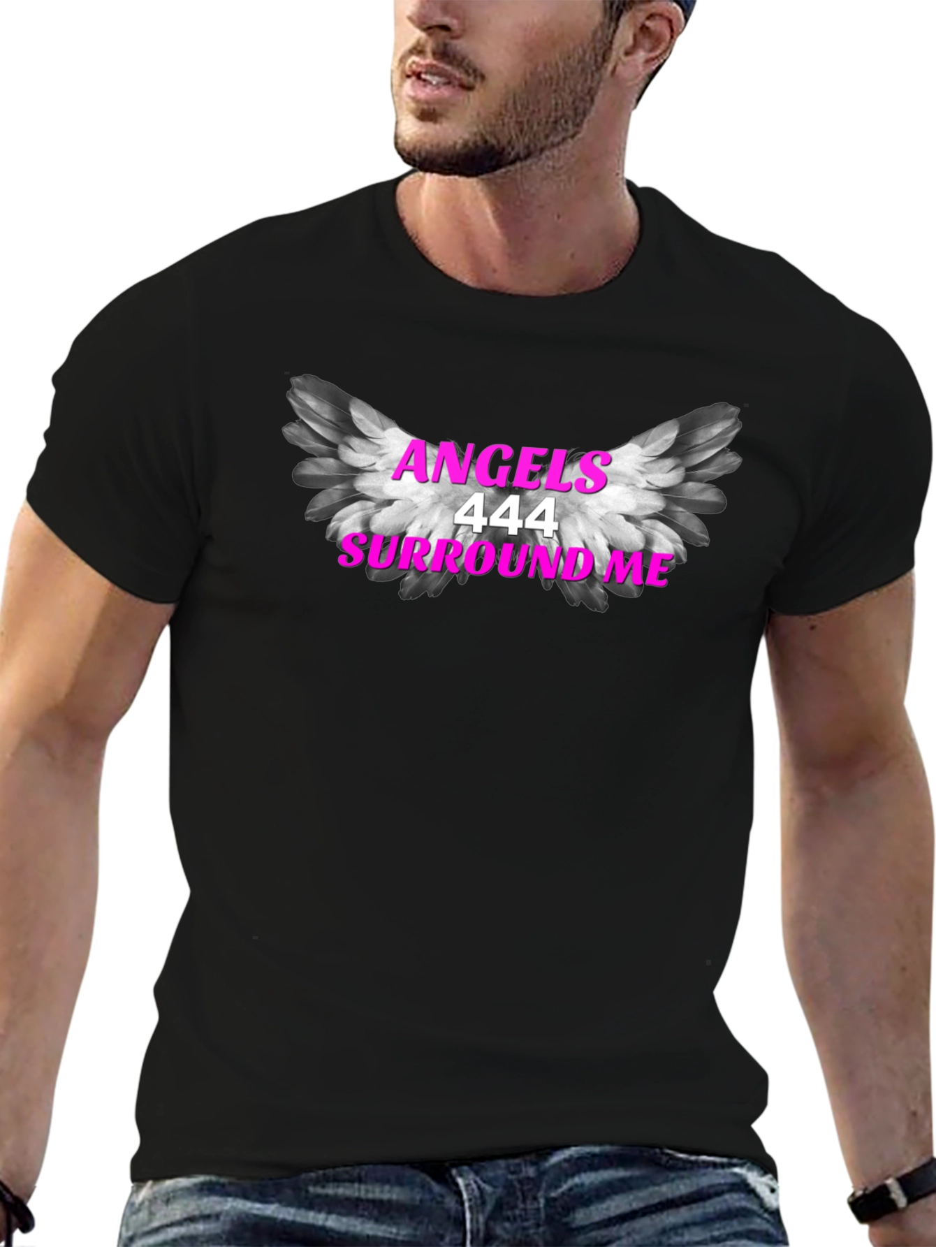 Angels 444 Surround Me Black T-Shirt