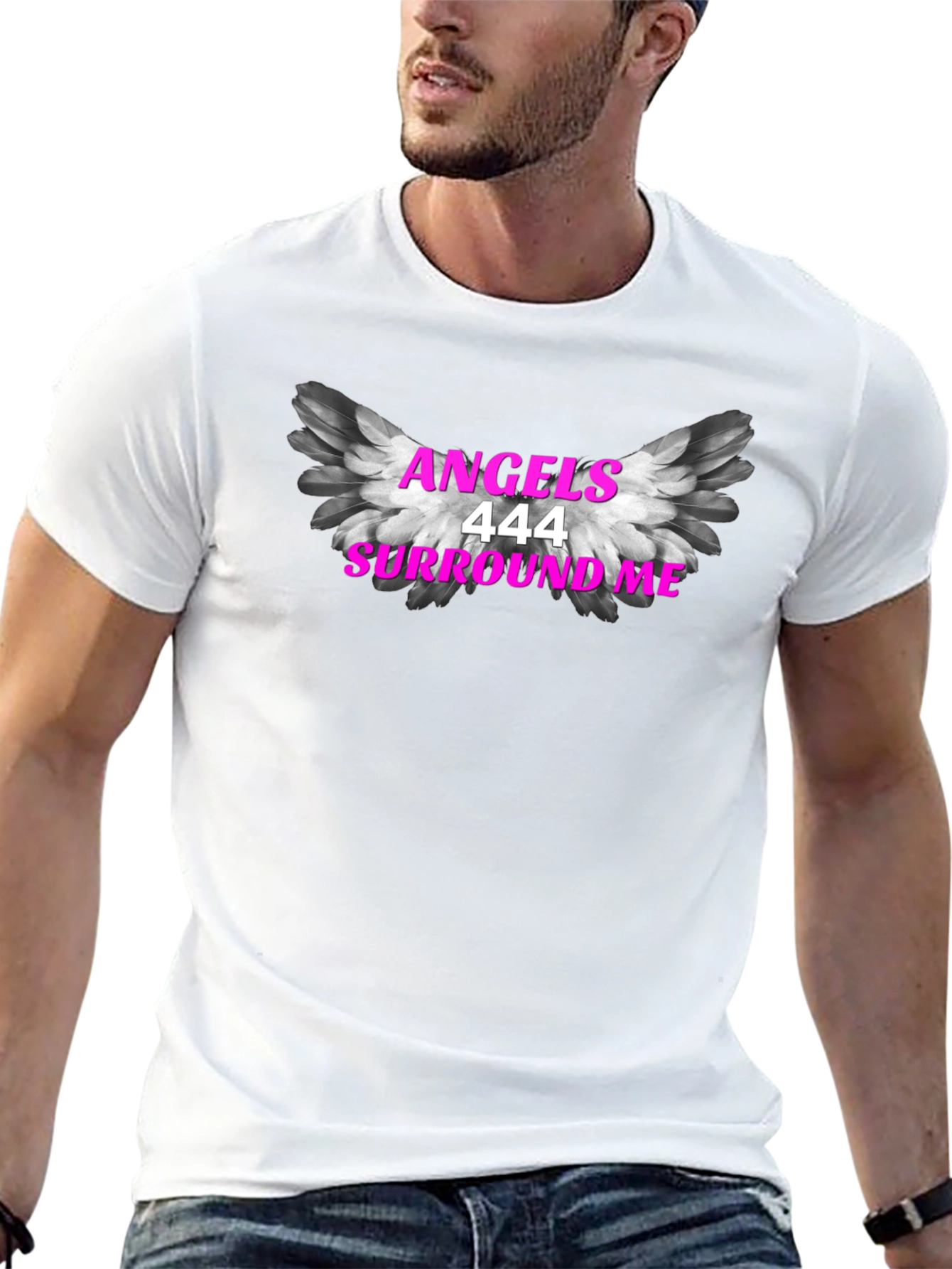 Angels 444 Surround Me Black T-Shirt
