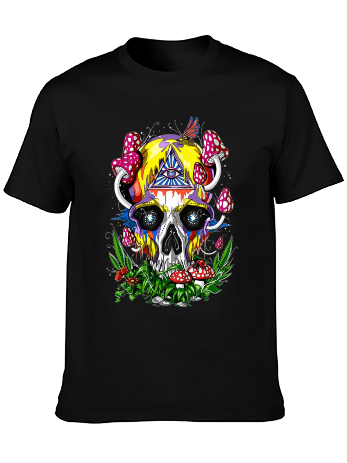 Psychedelic Skull & Mushroom Graphic Tee
