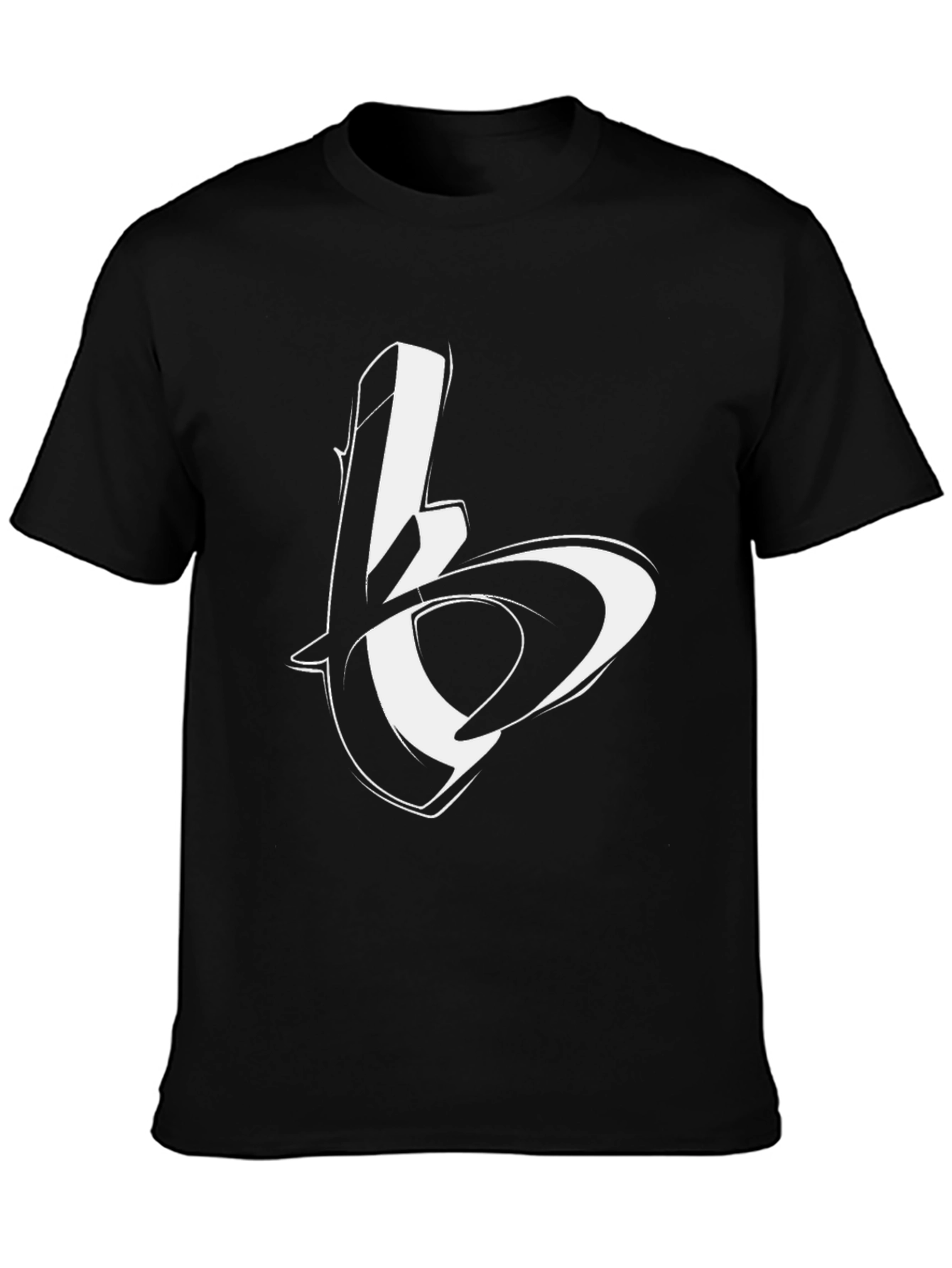 Black Graphic Tee with Abstract Letter Design