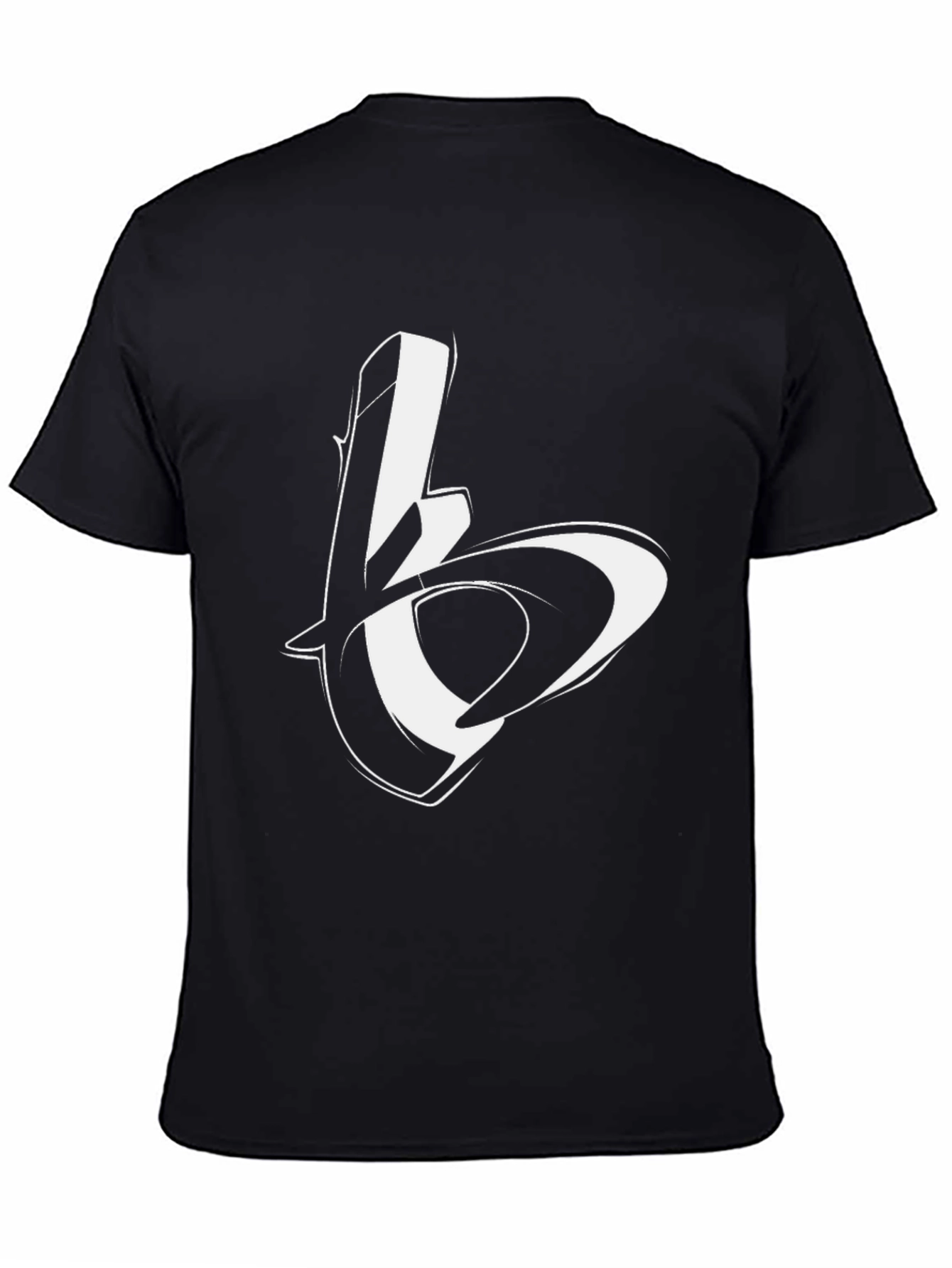 Black Graphic Tee with Abstract Letter Design