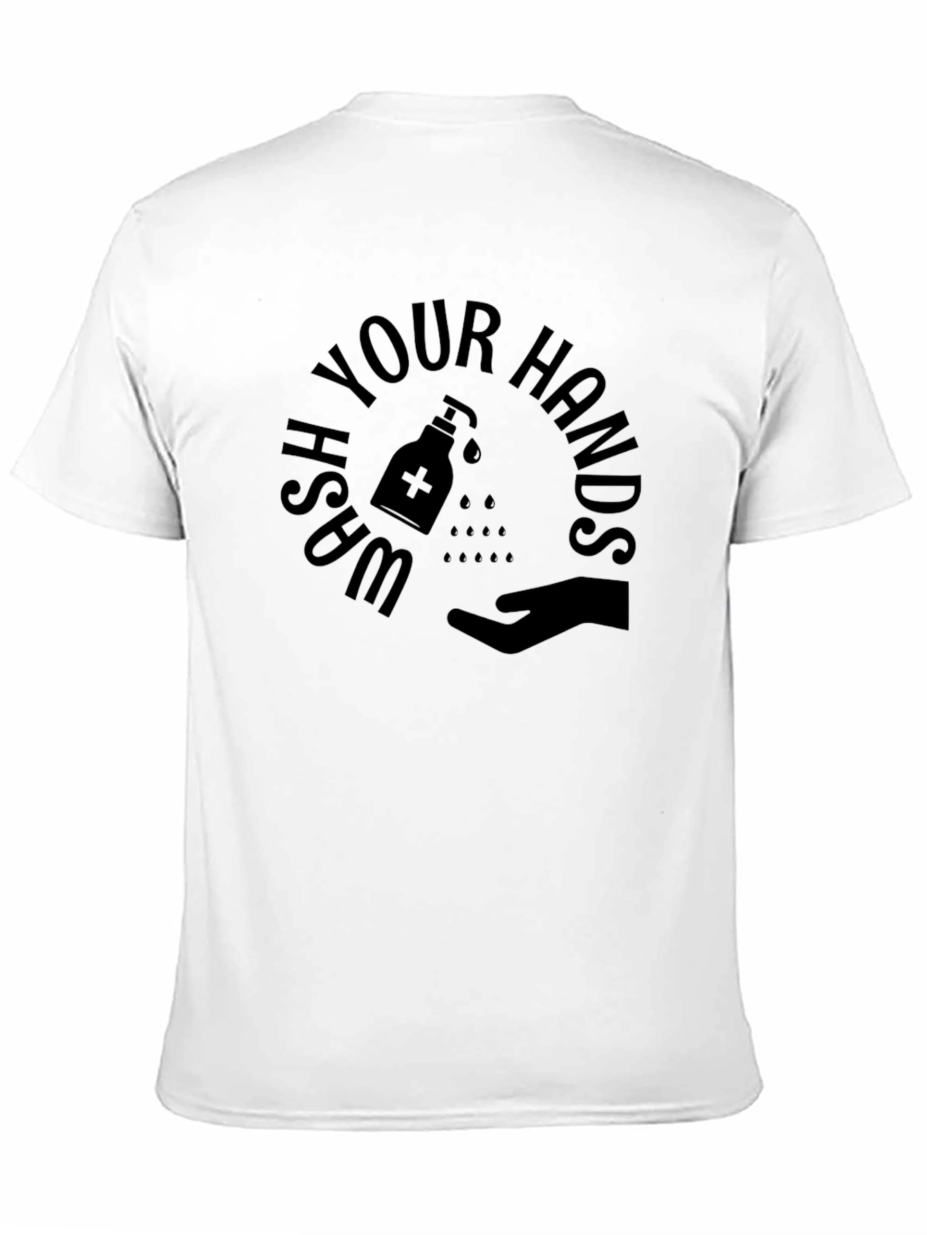 Wash Your Hands Graphic Tee - Black Crew Neck