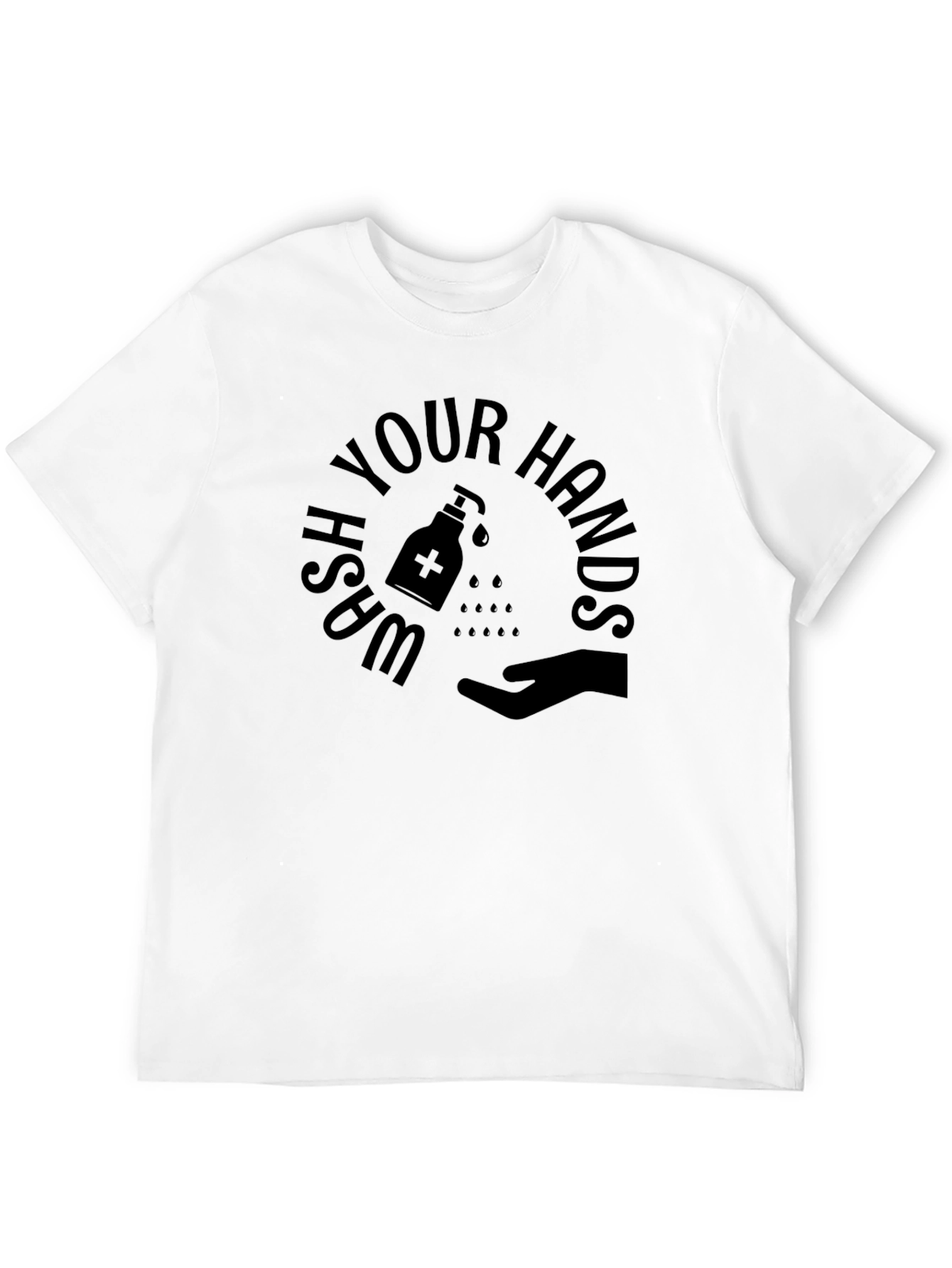 Wash Your Hands Graphic Tee - Black Crew Neck