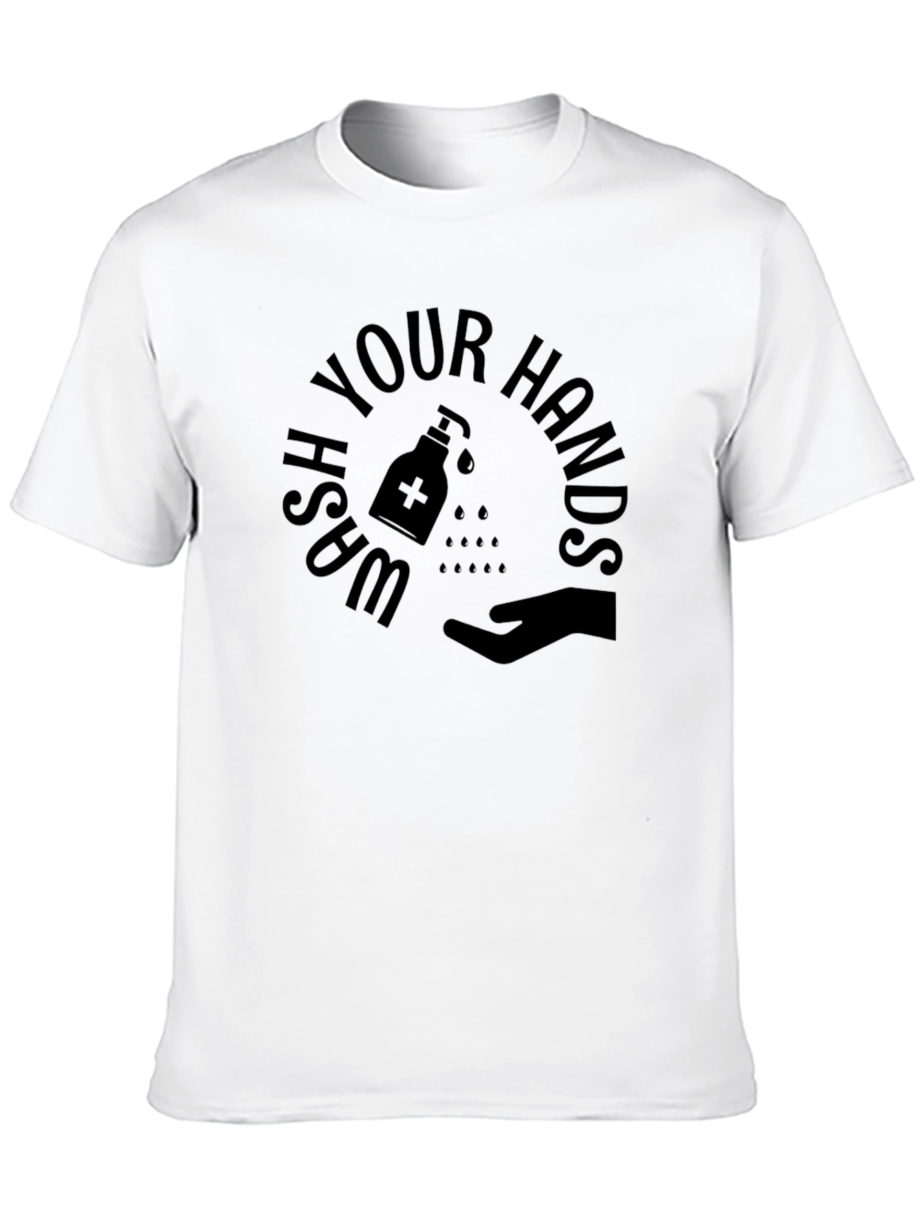 Wash Your Hands Graphic Tee - Black Crew Neck