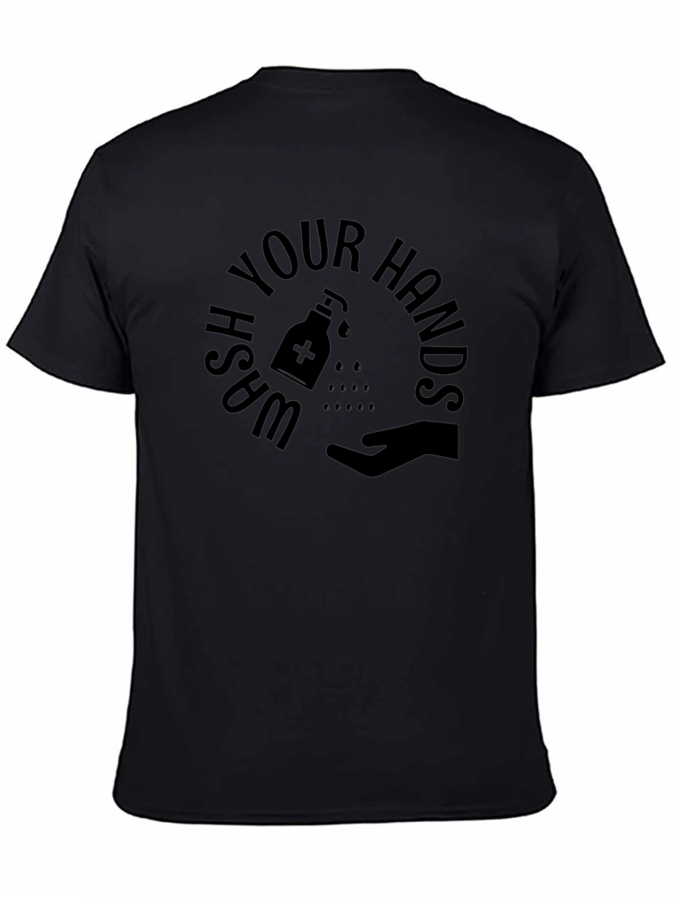 Wash Your Hands Graphic Tee - Black Crew Neck