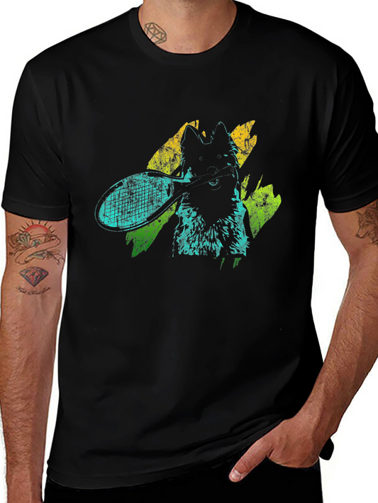 Dog Tennis Graphic T-Shirt - Unisex Black Tee