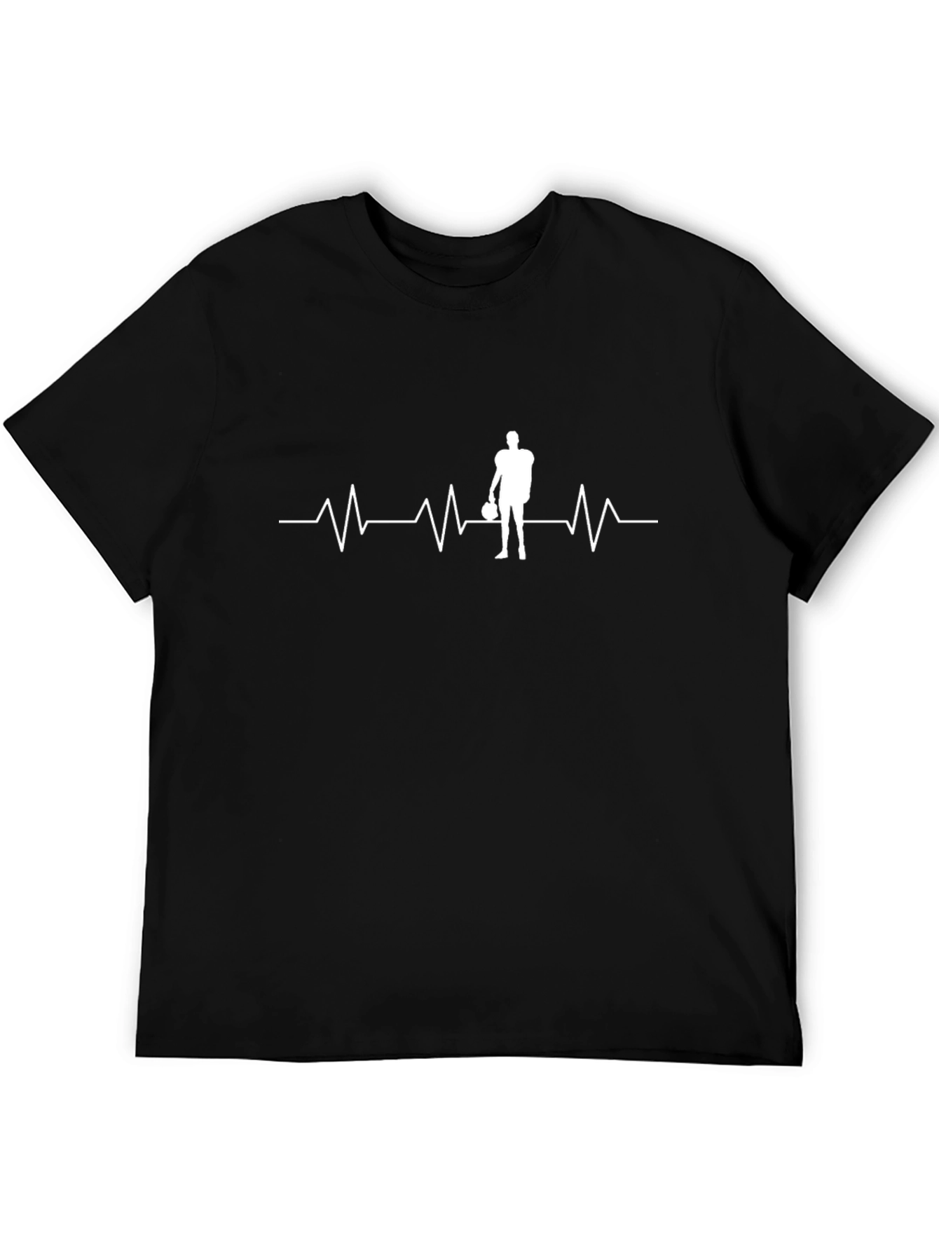 Football Heartbeat T-Shirt - Black Graphic Tee