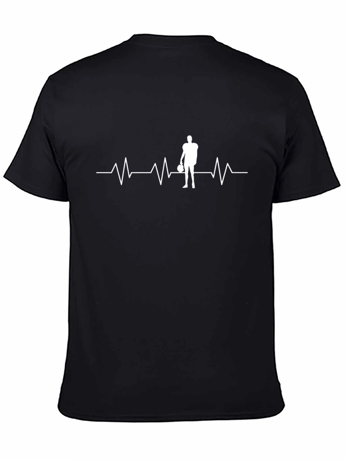 Football Heartbeat T-Shirt - Black Graphic Tee