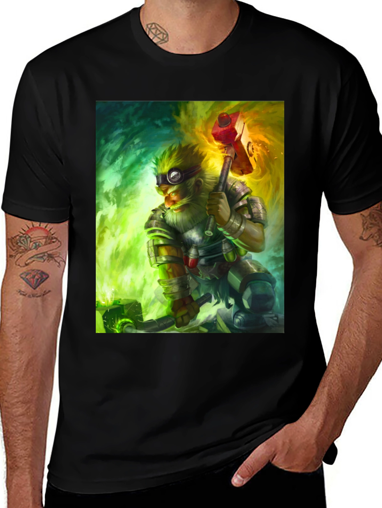 Dwarven Artificer Graphic Tee - Fantasy Gamer Shirt