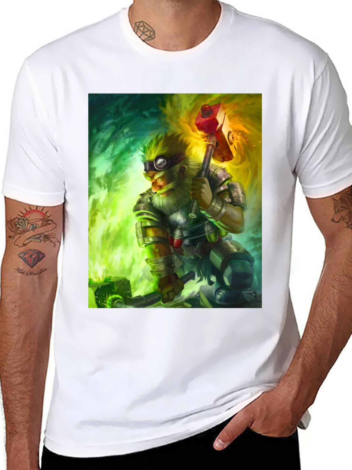Dwarven Artificer Graphic Tee - Fantasy Gamer Shirt