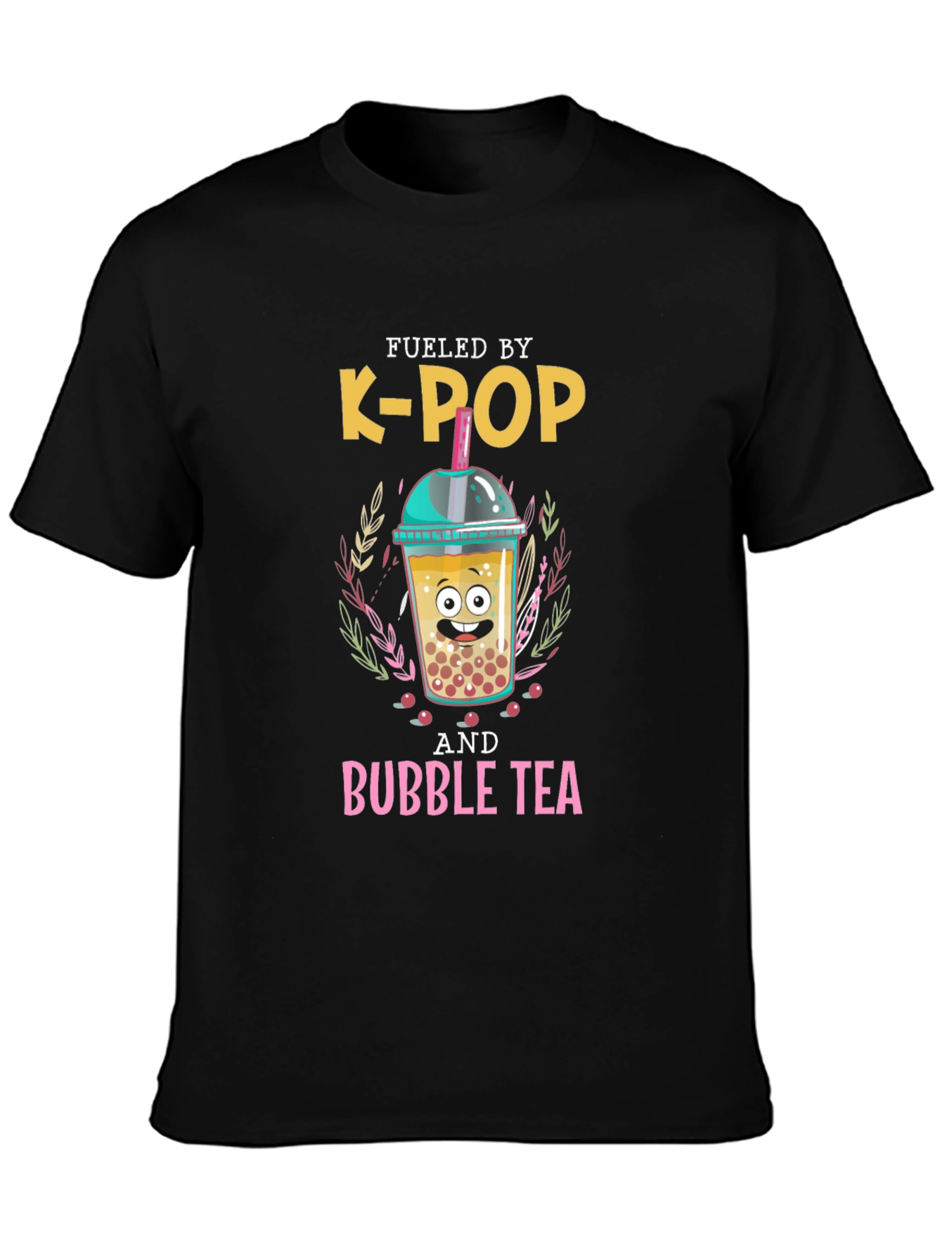 Fueled By K-Pop and Bubble Tea Graphic T-Shirt