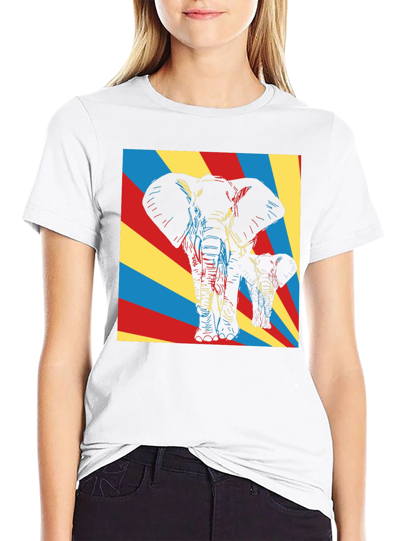 Elephant Art Graphic Tee - Unique Pop Art Design