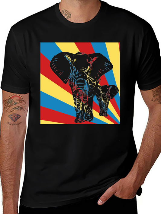 Elephant Art Graphic Tee - Unique Pop Art Design