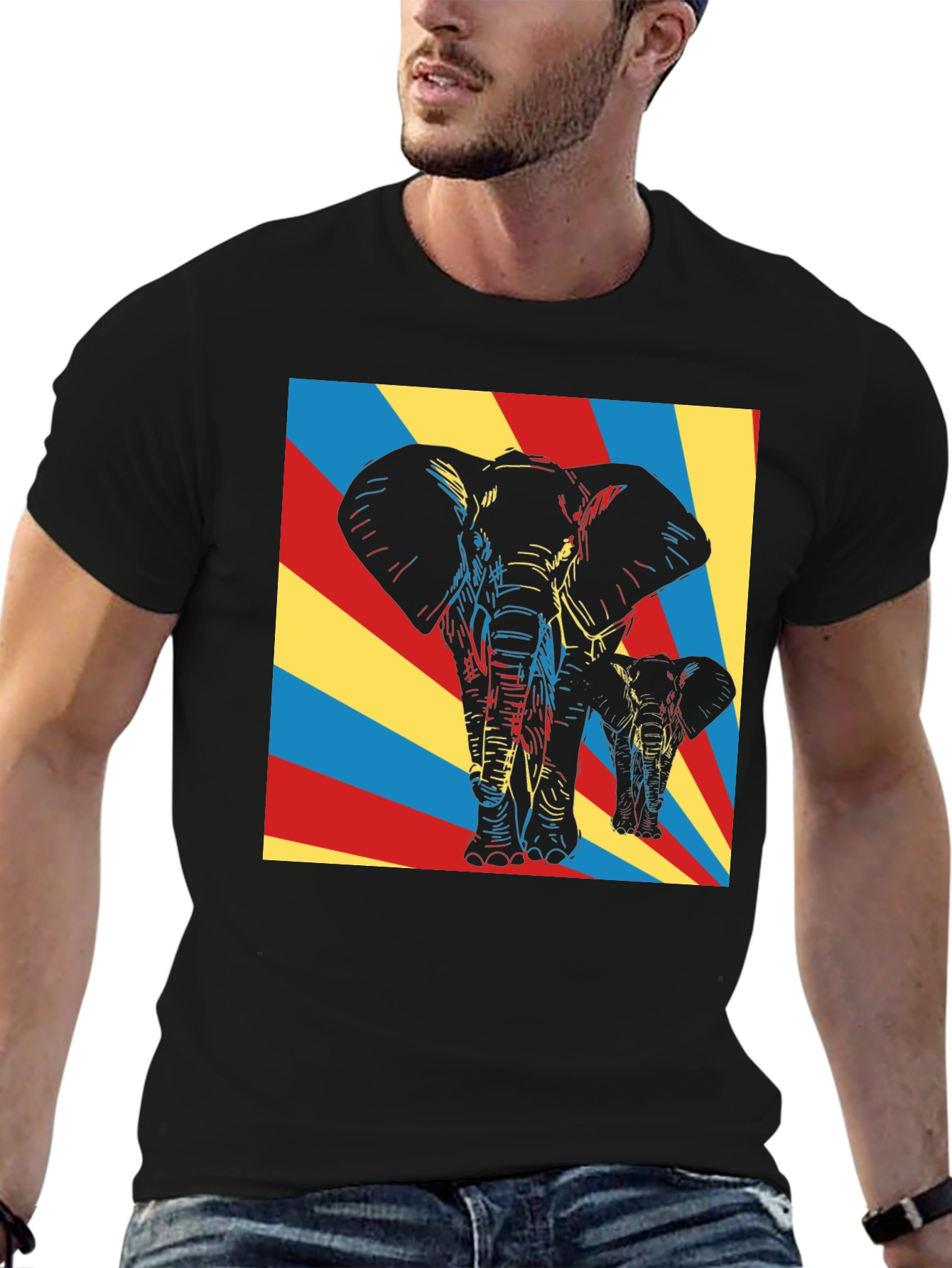 Elephant Art Graphic Tee - Unique Pop Art Design