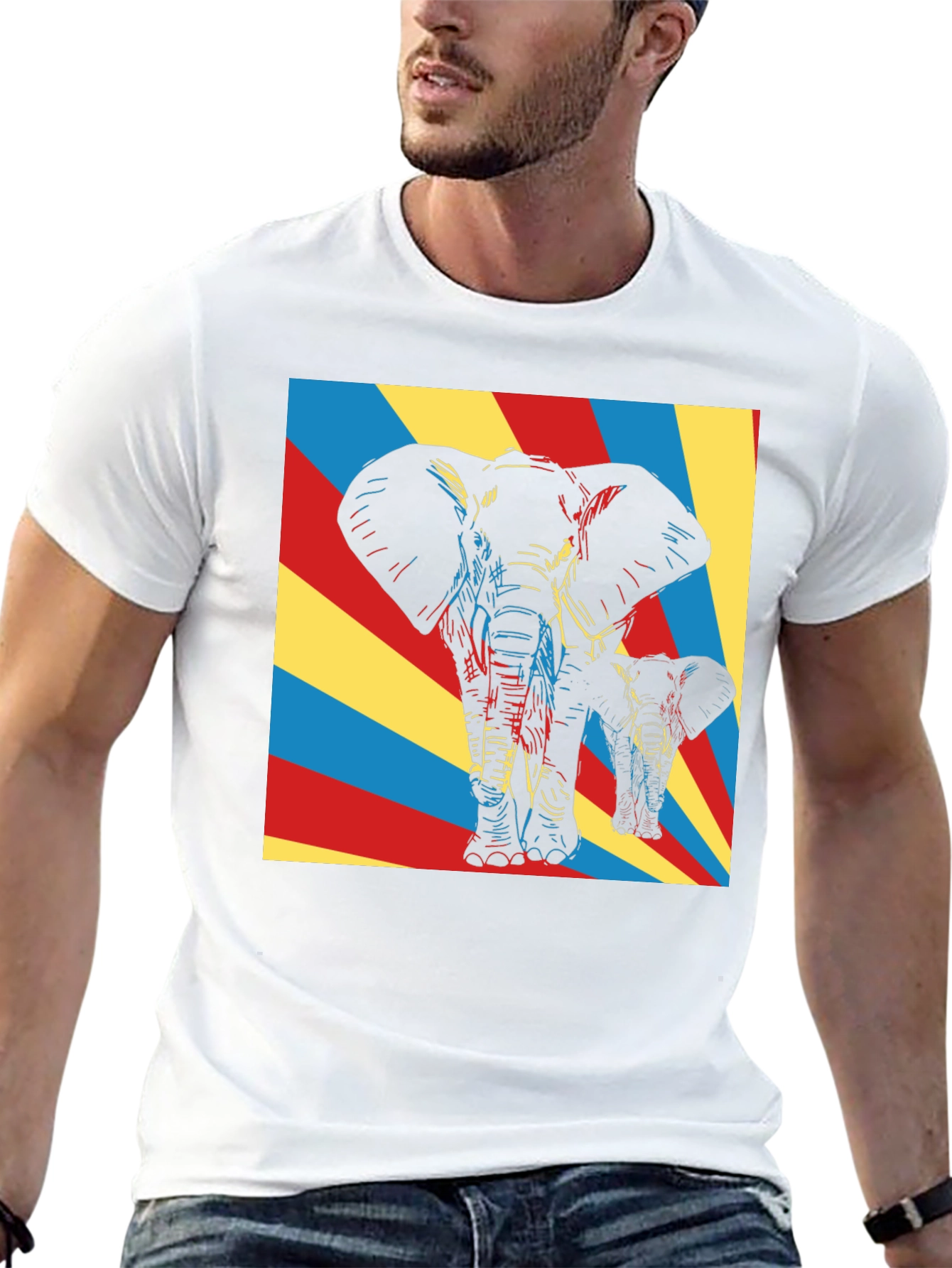 Elephant Art Graphic Tee - Unique Pop Art Design