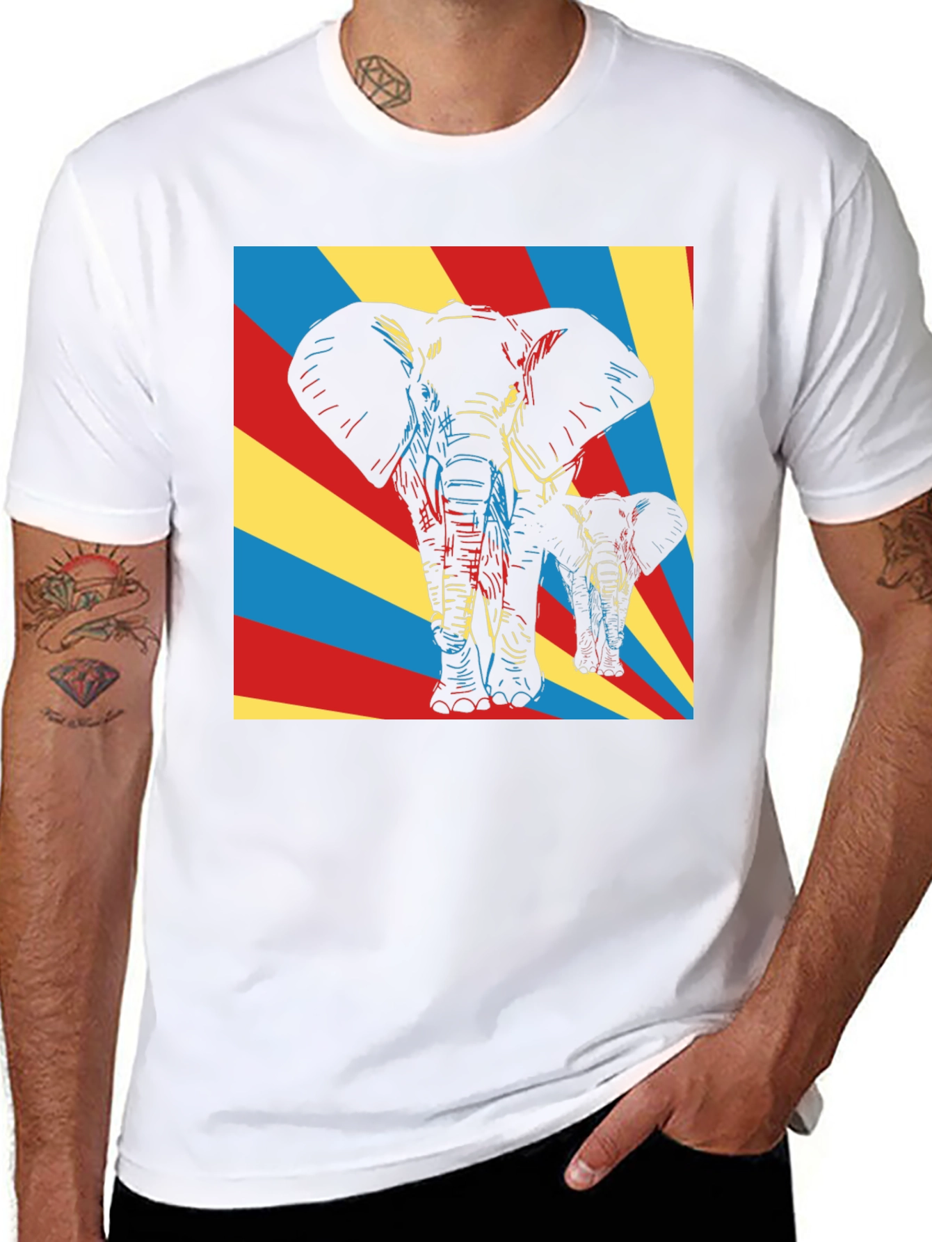 Elephant Art Graphic Tee - Unique Pop Art Design
