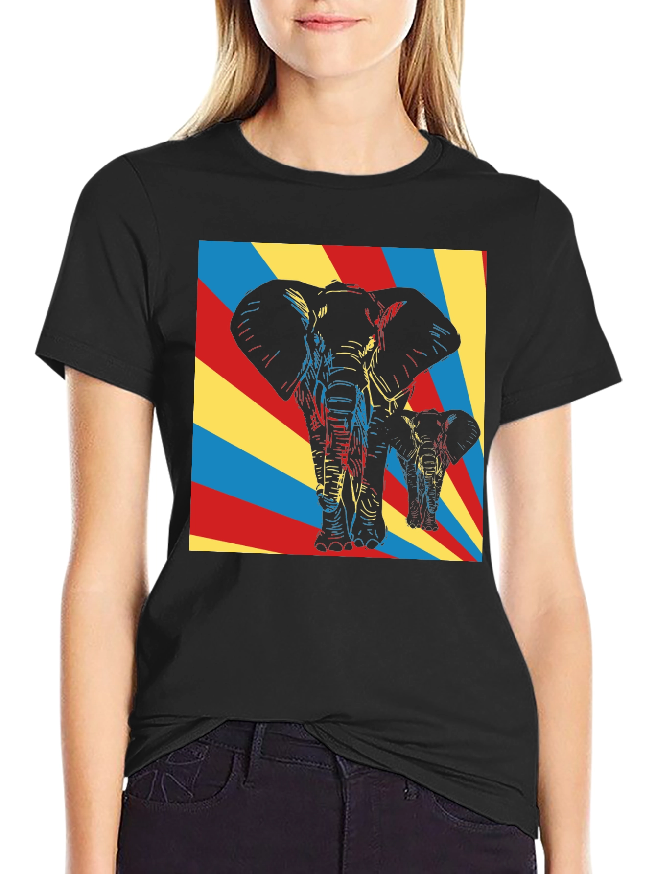 Elephant Art Graphic Tee - Unique Pop Art Design