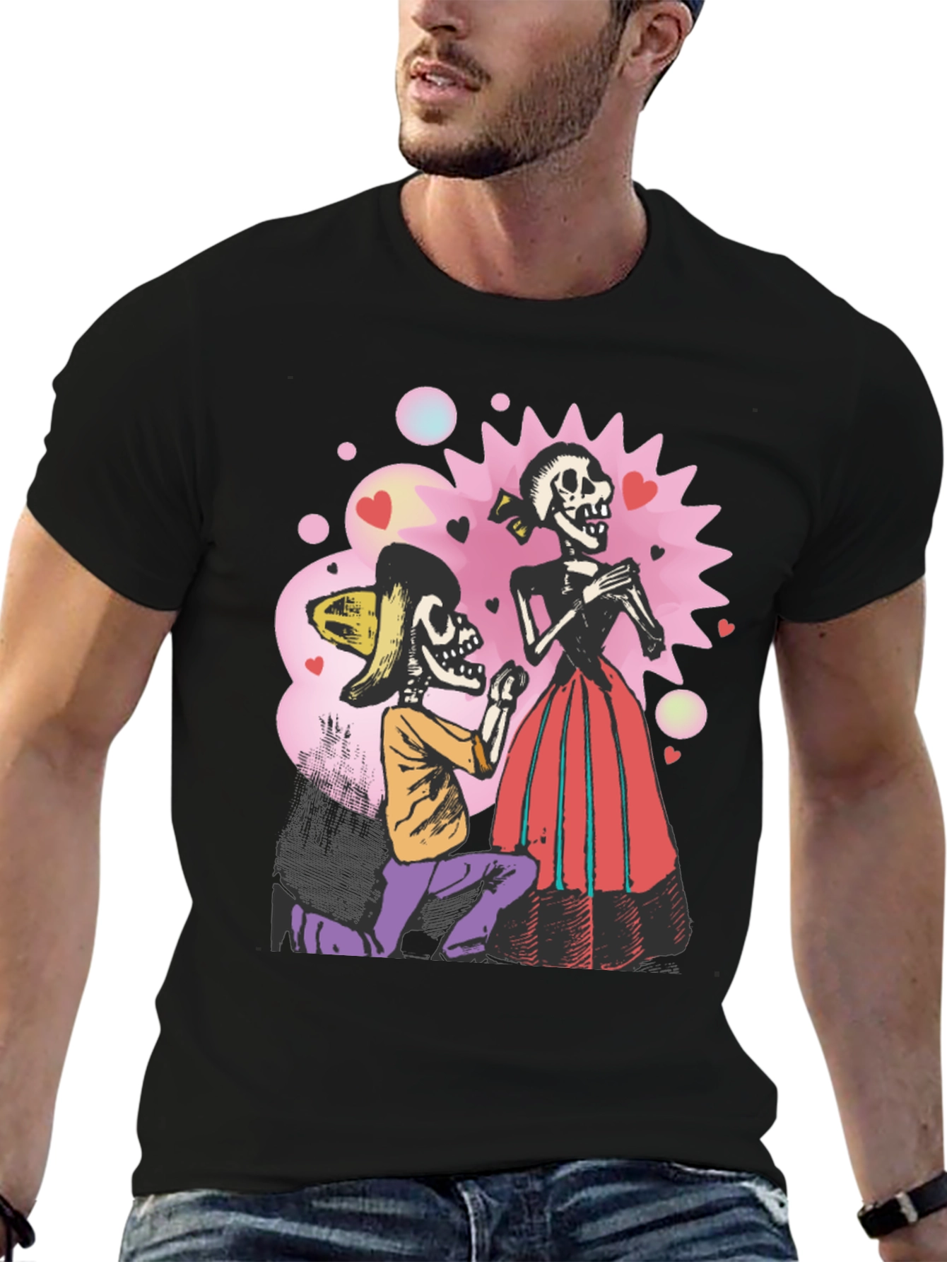 Skeleton Proposal Graphic Tee - Unique Halloween Shirt