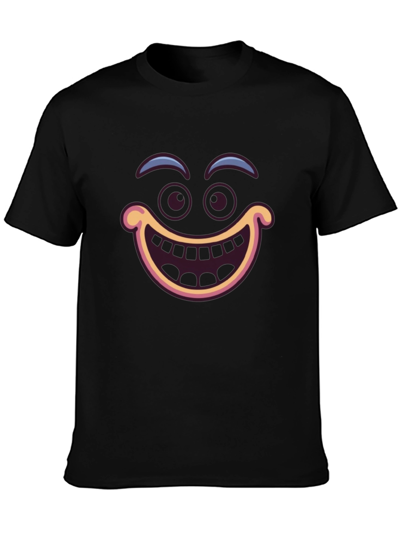 Funny Cartoon Face Black T-Shirt