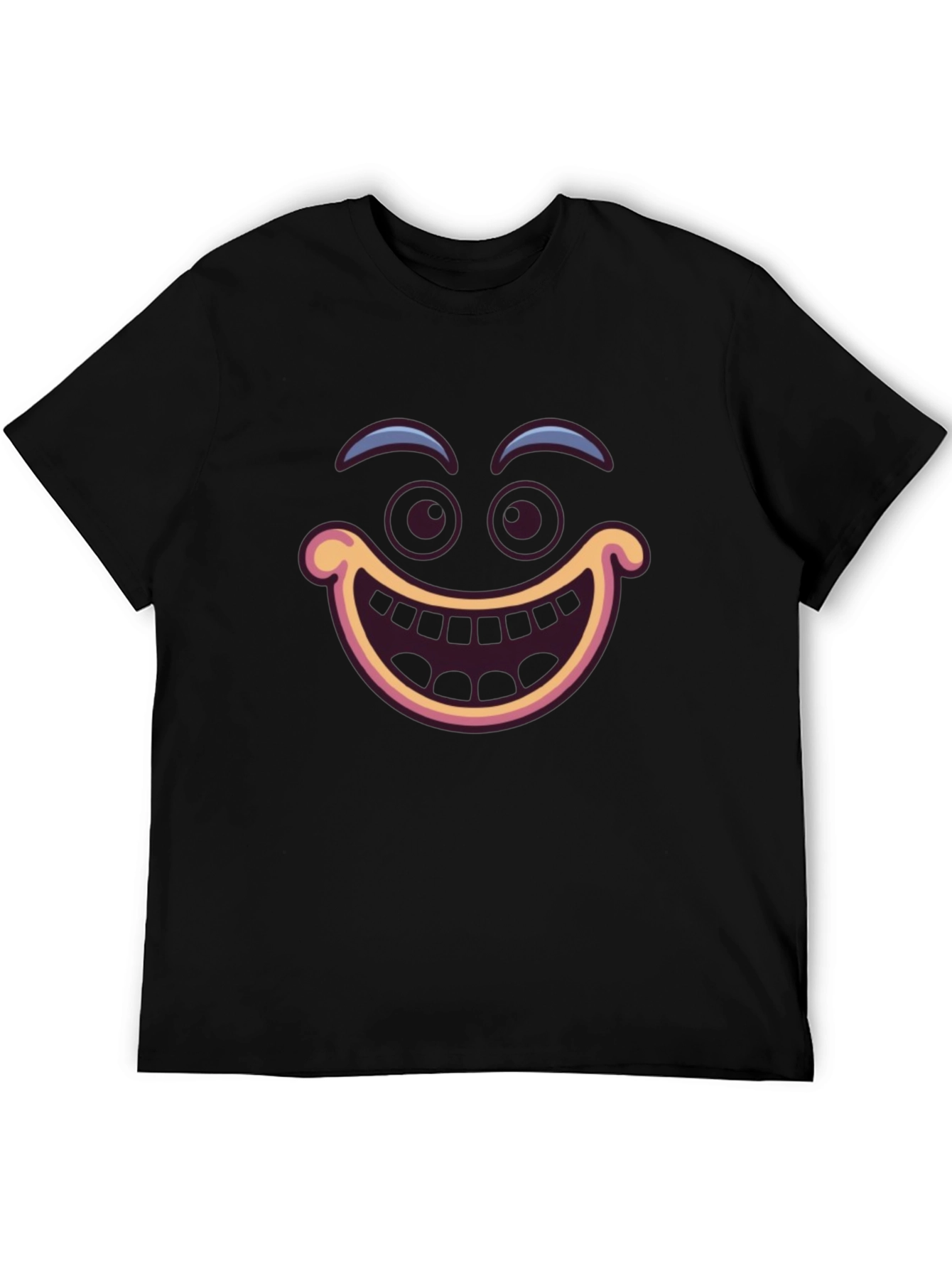 Funny Cartoon Face Black T-Shirt