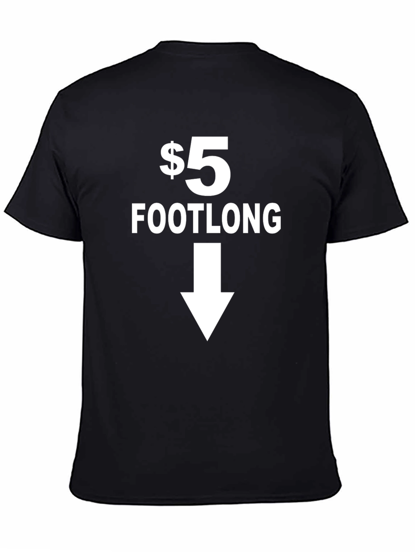 $5 Footlong Black Graphic T-Shirt - Point Down