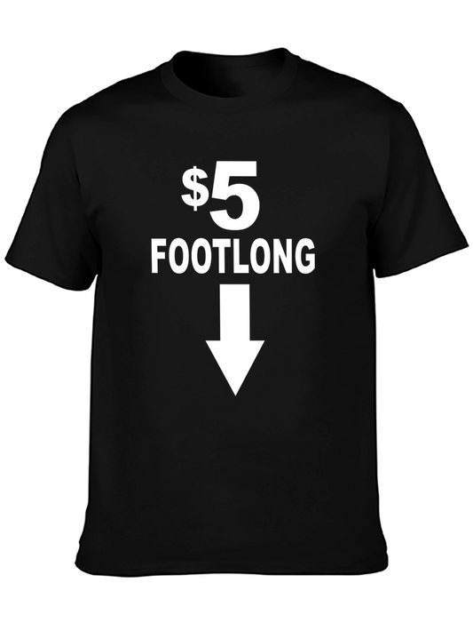 $5 Footlong Black Graphic T-Shirt - Point Down