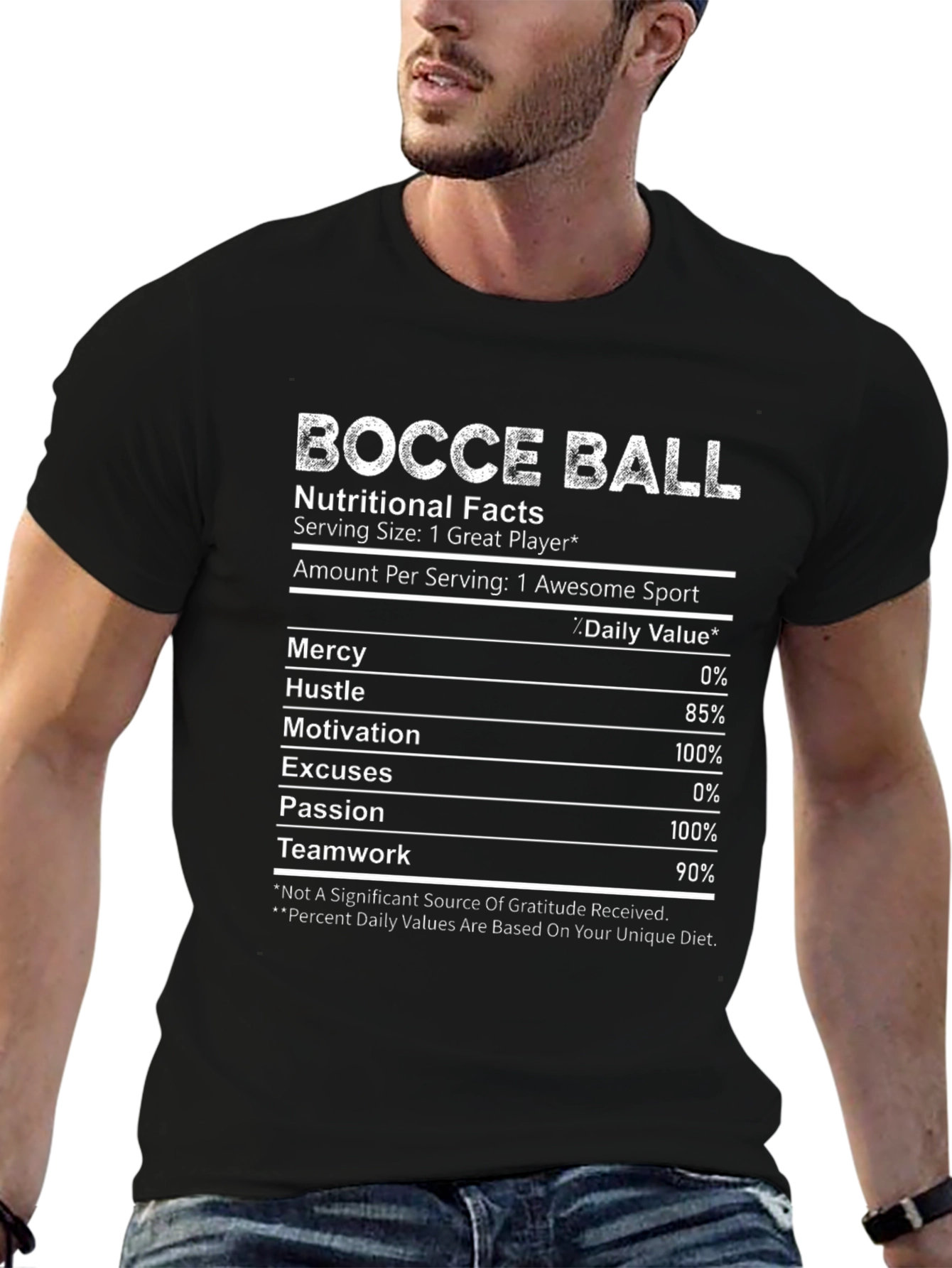 Bocce Ball Nutritional Facts Graphic T-Shirt