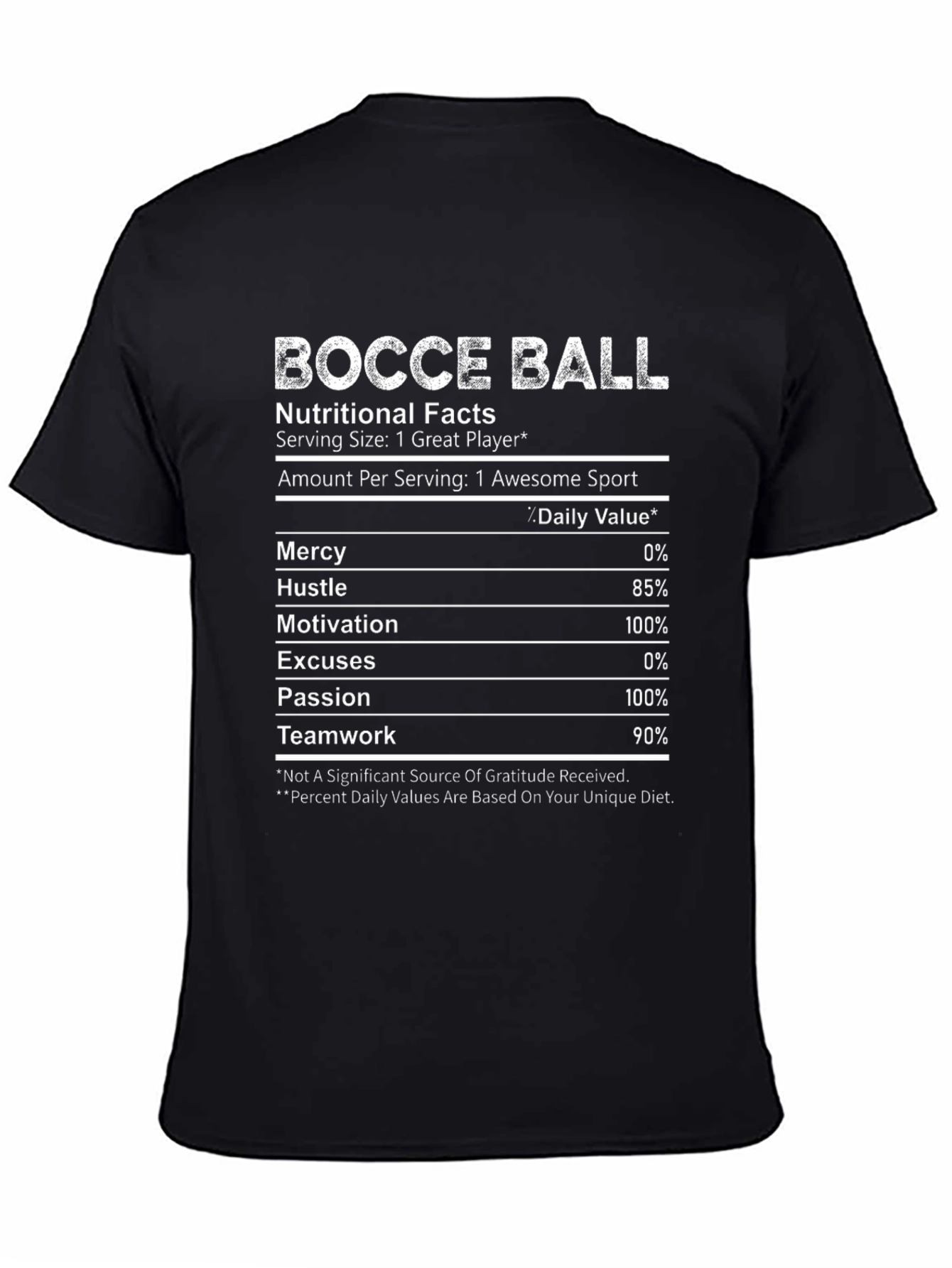 Bocce Ball Nutritional Facts Graphic T-Shirt