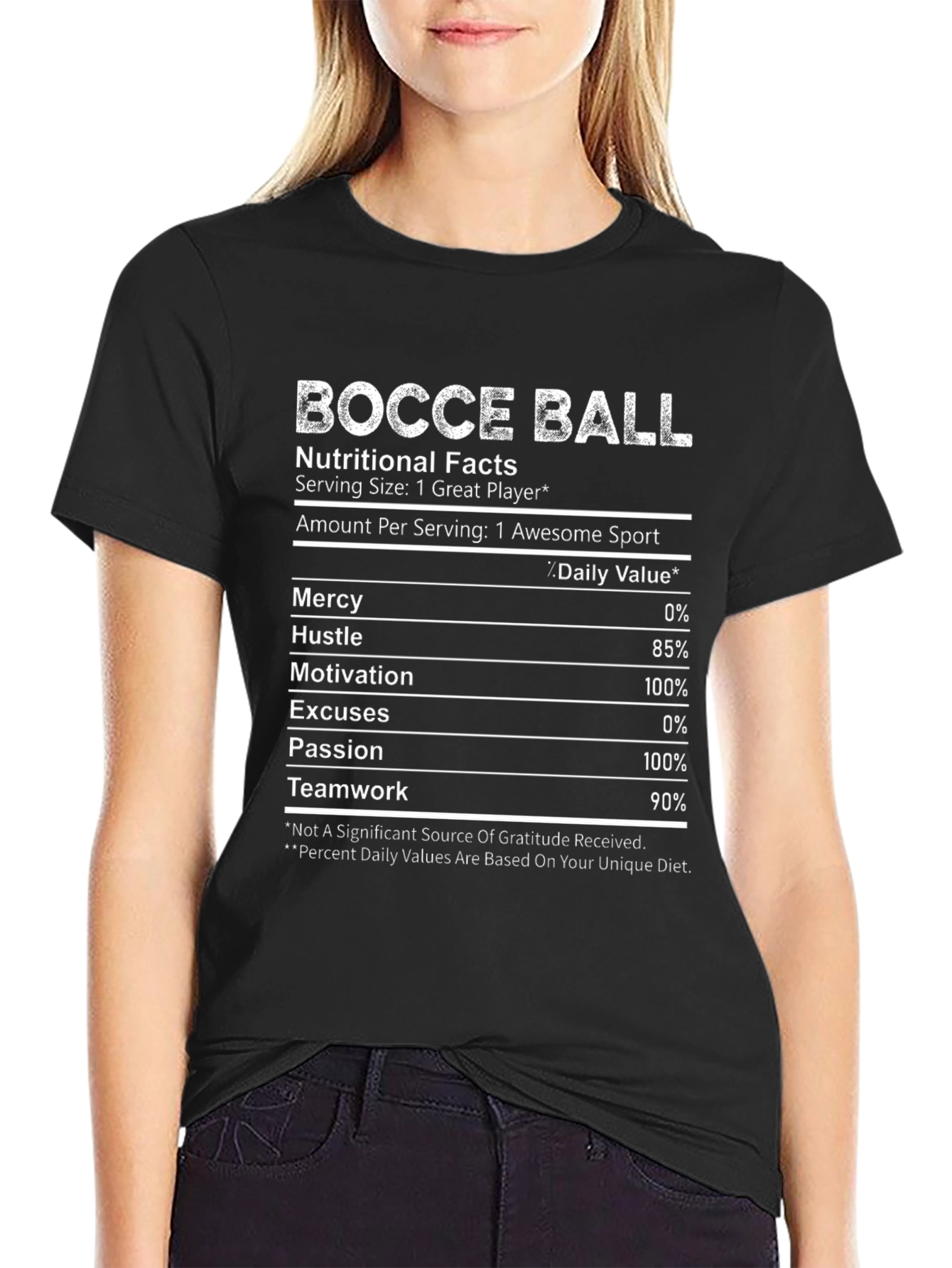 Bocce Ball Nutritional Facts Graphic T-Shirt