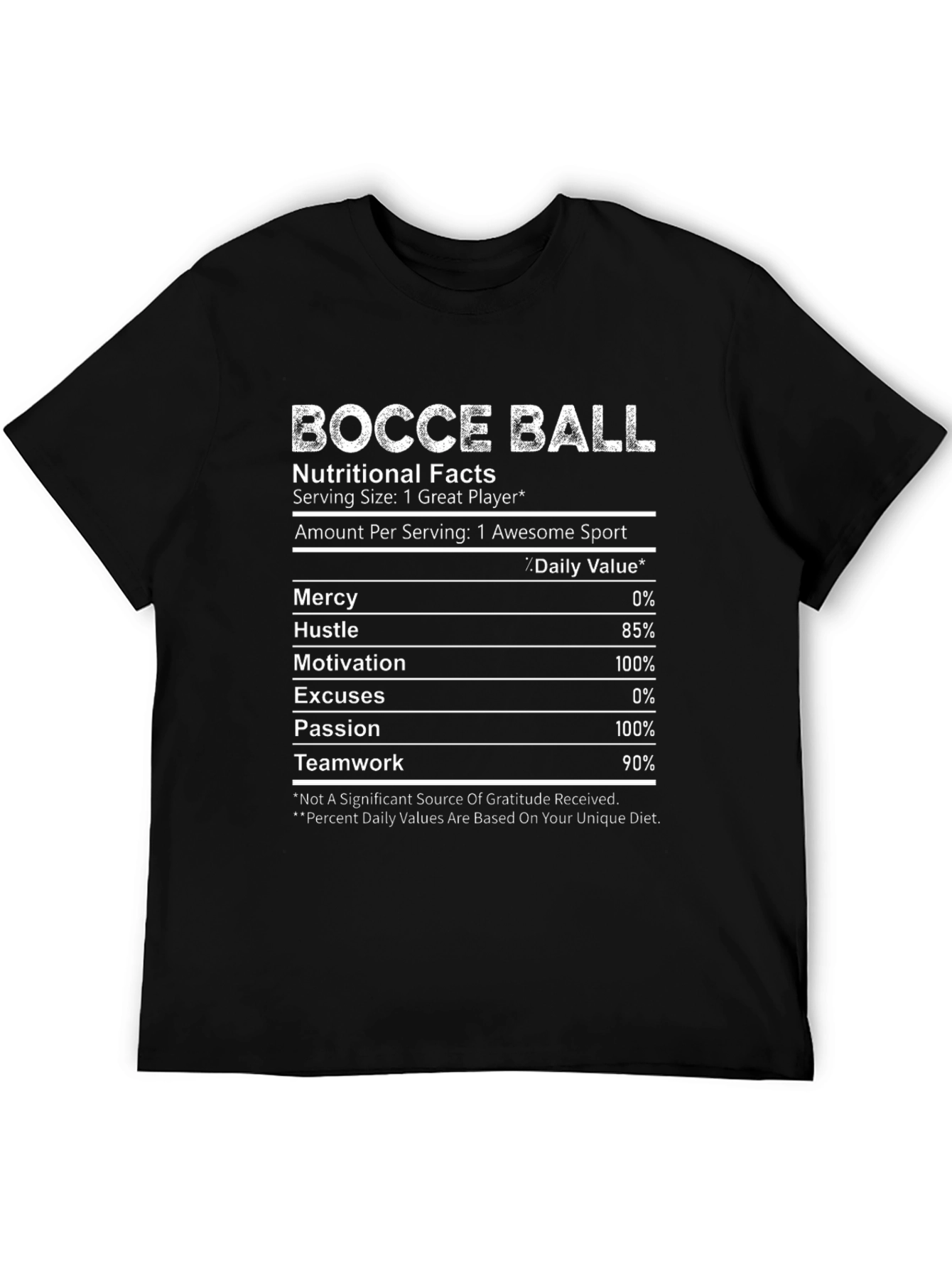 Bocce Ball Nutritional Facts Graphic T-Shirt
