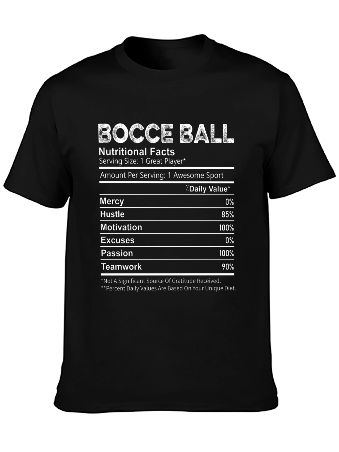 Bocce Ball Nutritional Facts Graphic T-Shirt