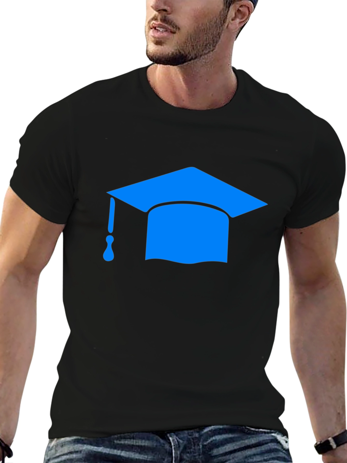 Graduation Cap Graphic Tee - Black T-Shirt
