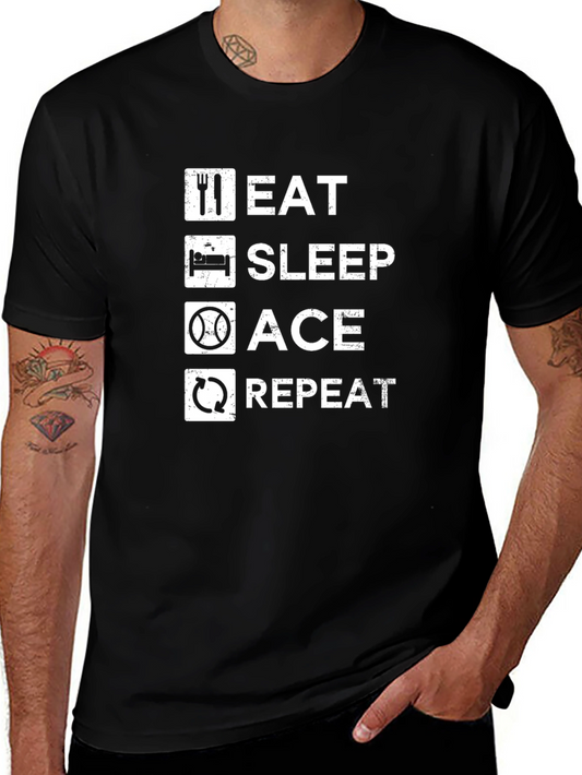 Eat Sleep Ace Repeat T-Shirt - Funny Baseball Player Tee